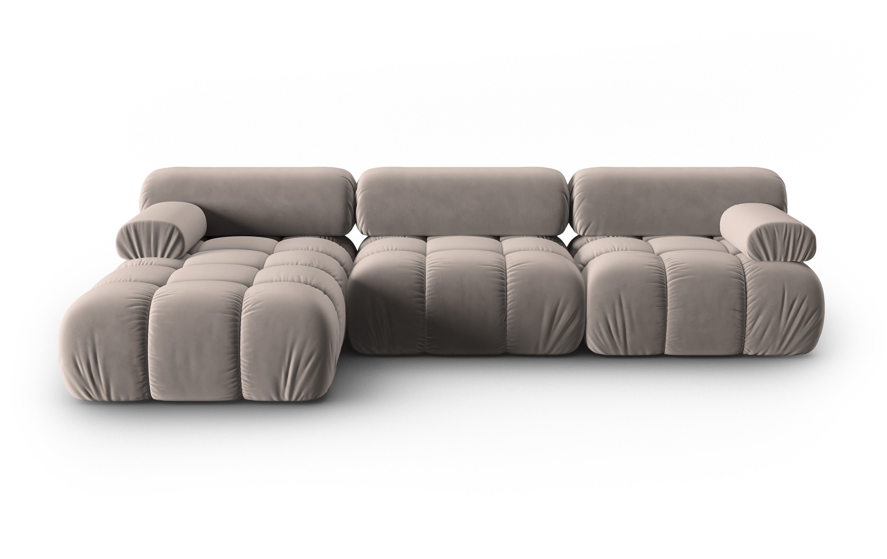 Samt-Ecksofa für 4 Personen links CORTINA cappuccino