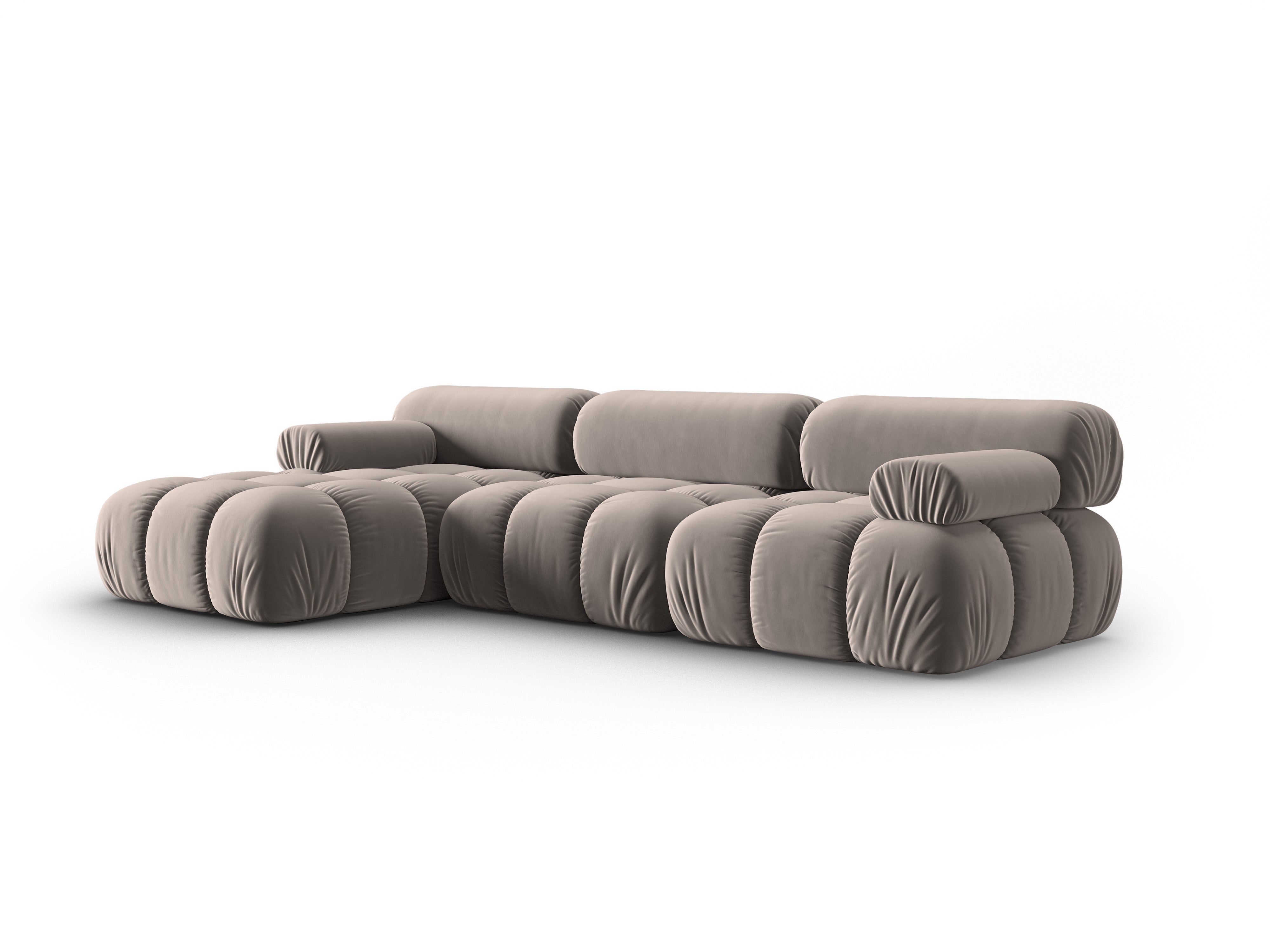 Samt-Ecksofa für 4 Personen links CORTINA cappuccino
