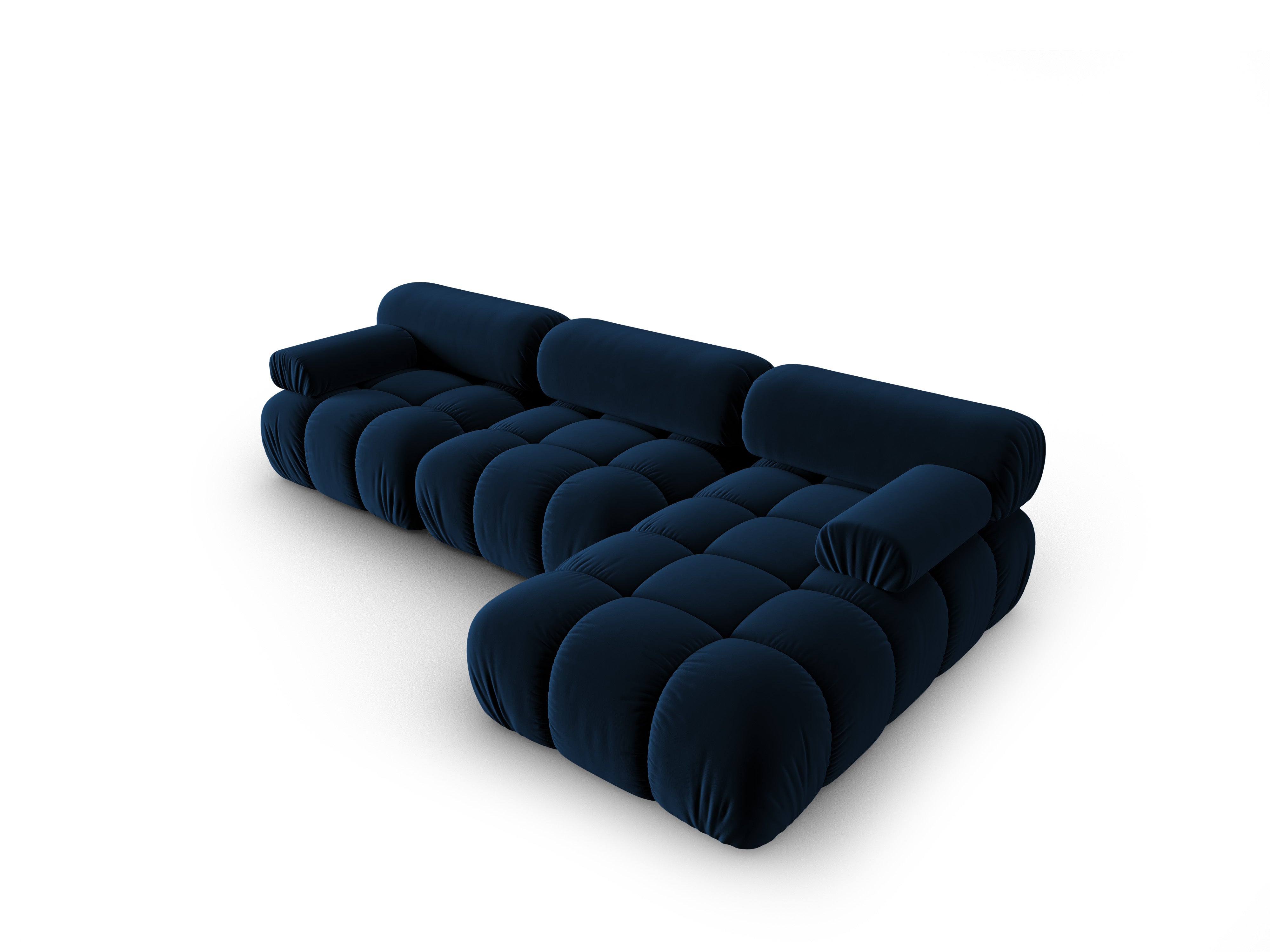 Samt-Ecksofa für 4 Personen, rechtsseitig, CORTINA, königsblau