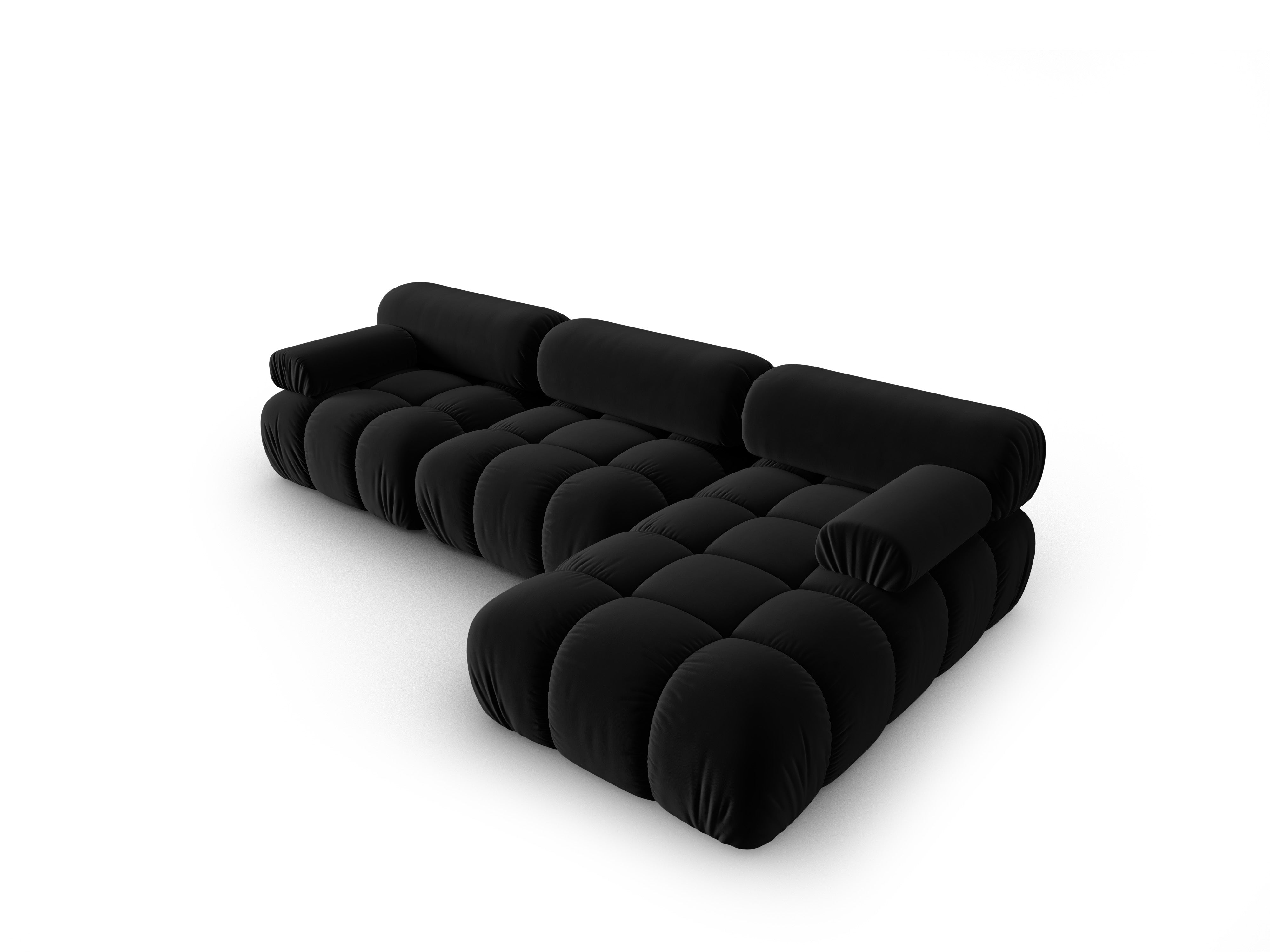 Narożnik aksamitny 4-osobowy prawostronny CORTINA czarny – Cosmopolitan Design
