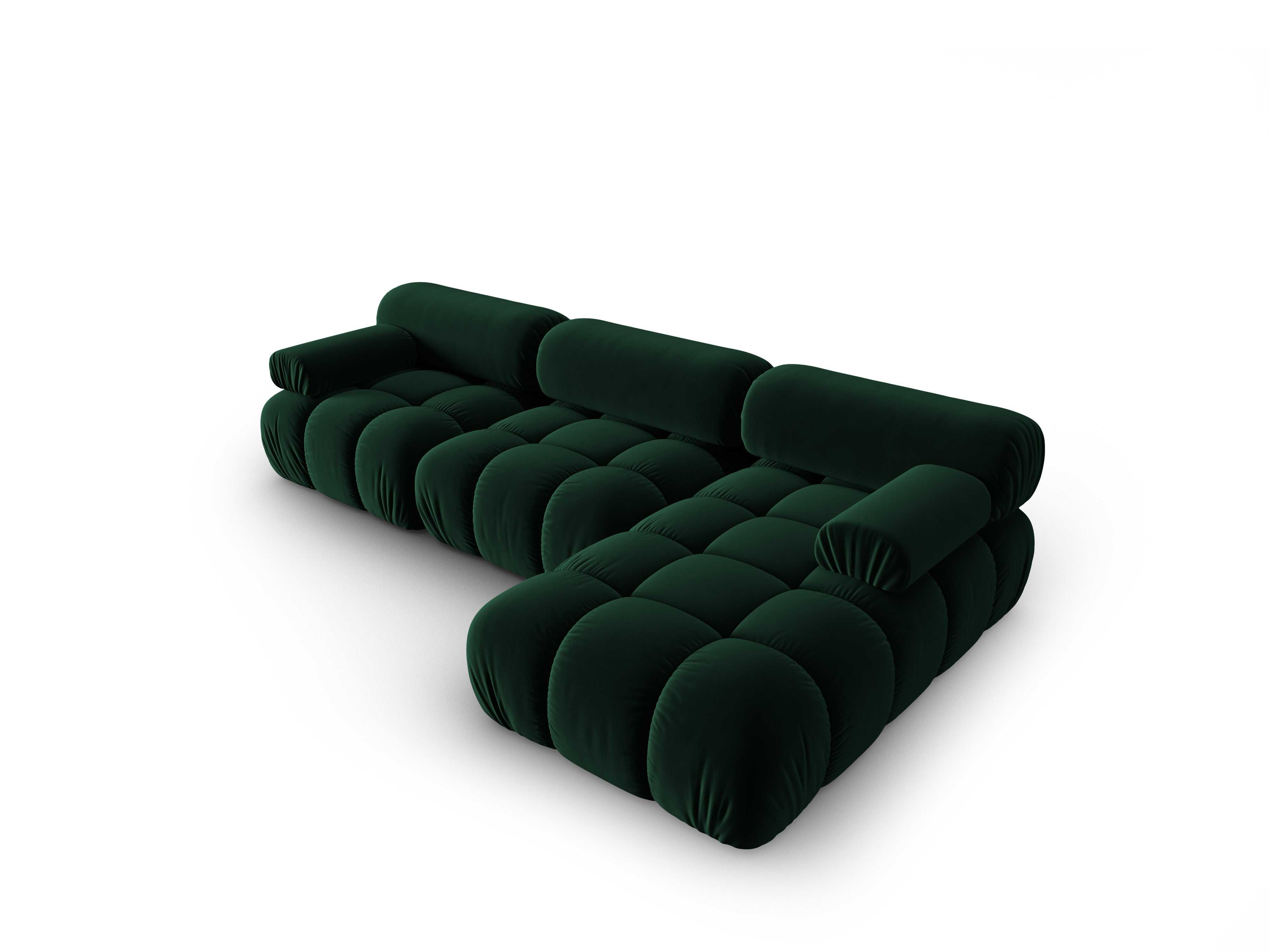 CORTINA Velvet Corner Sofa for 4 People, Right Side, Bottle Green