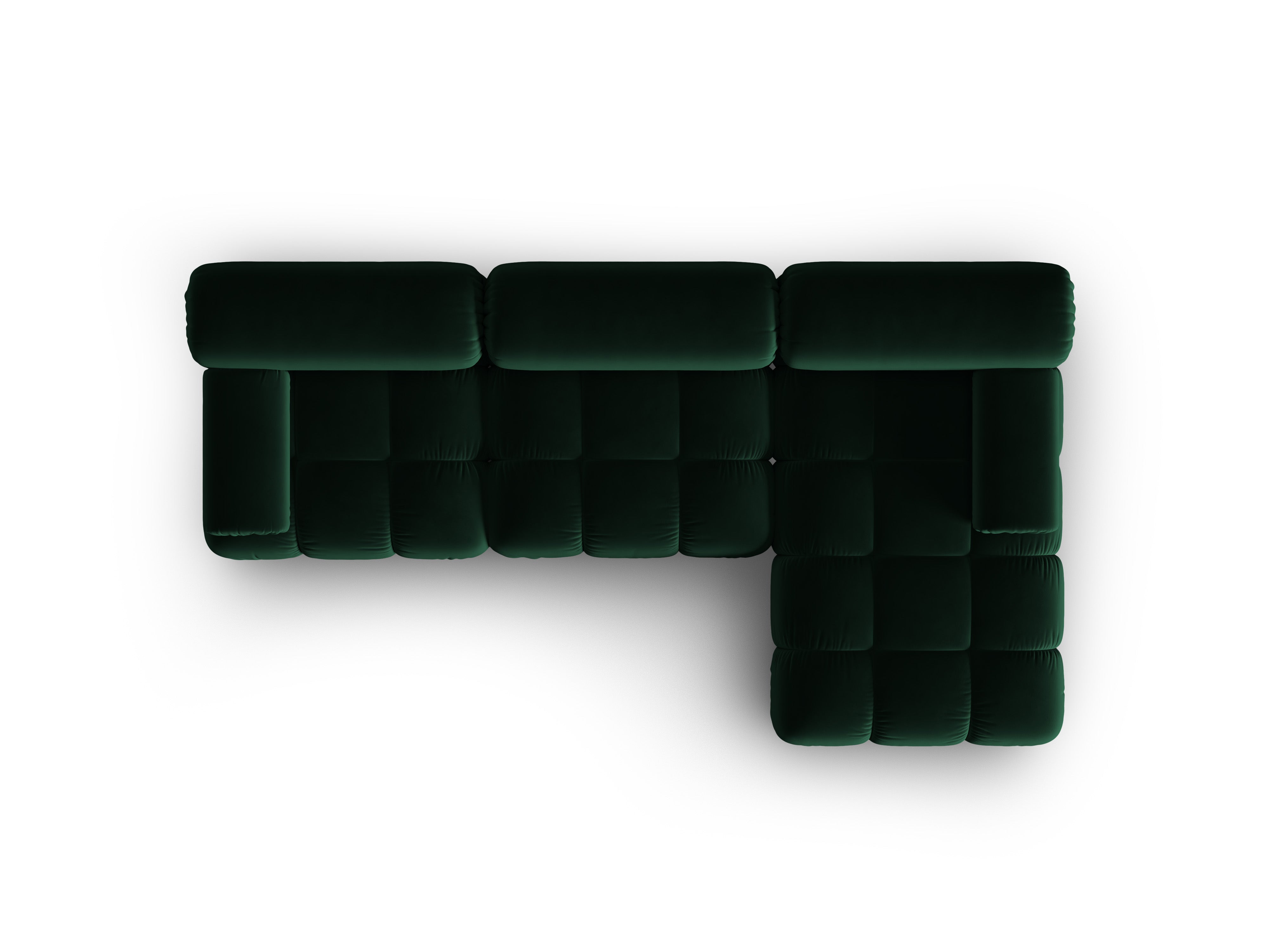CORTINA Velvet Corner Sofa for 4 People, Right Side, Bottle Green