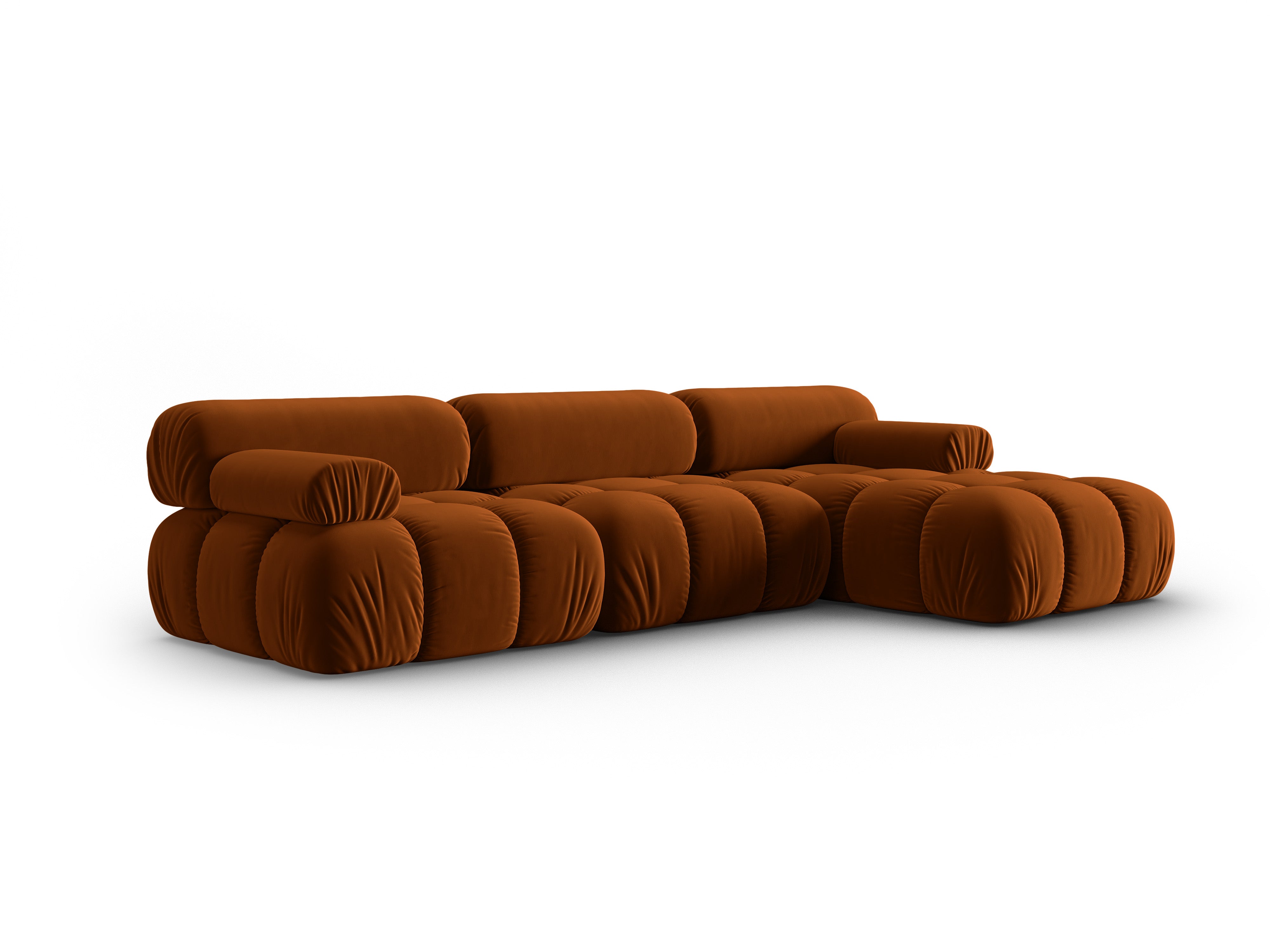 Velvet corner sofa for 4 people right-facing CORTINA terracotta [Ewelina]