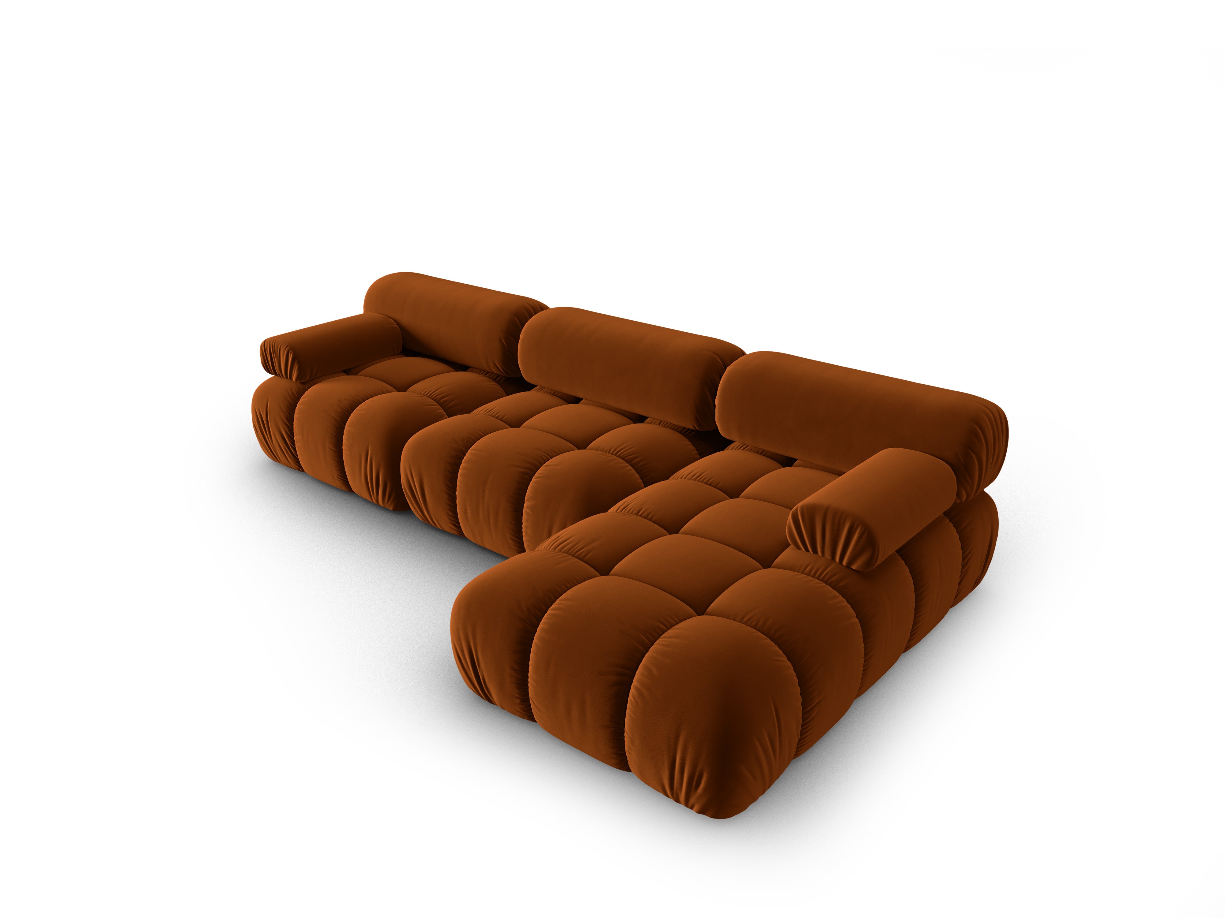 Velvet corner sofa for 4 people right-facing CORTINA terracotta [Ewelina]