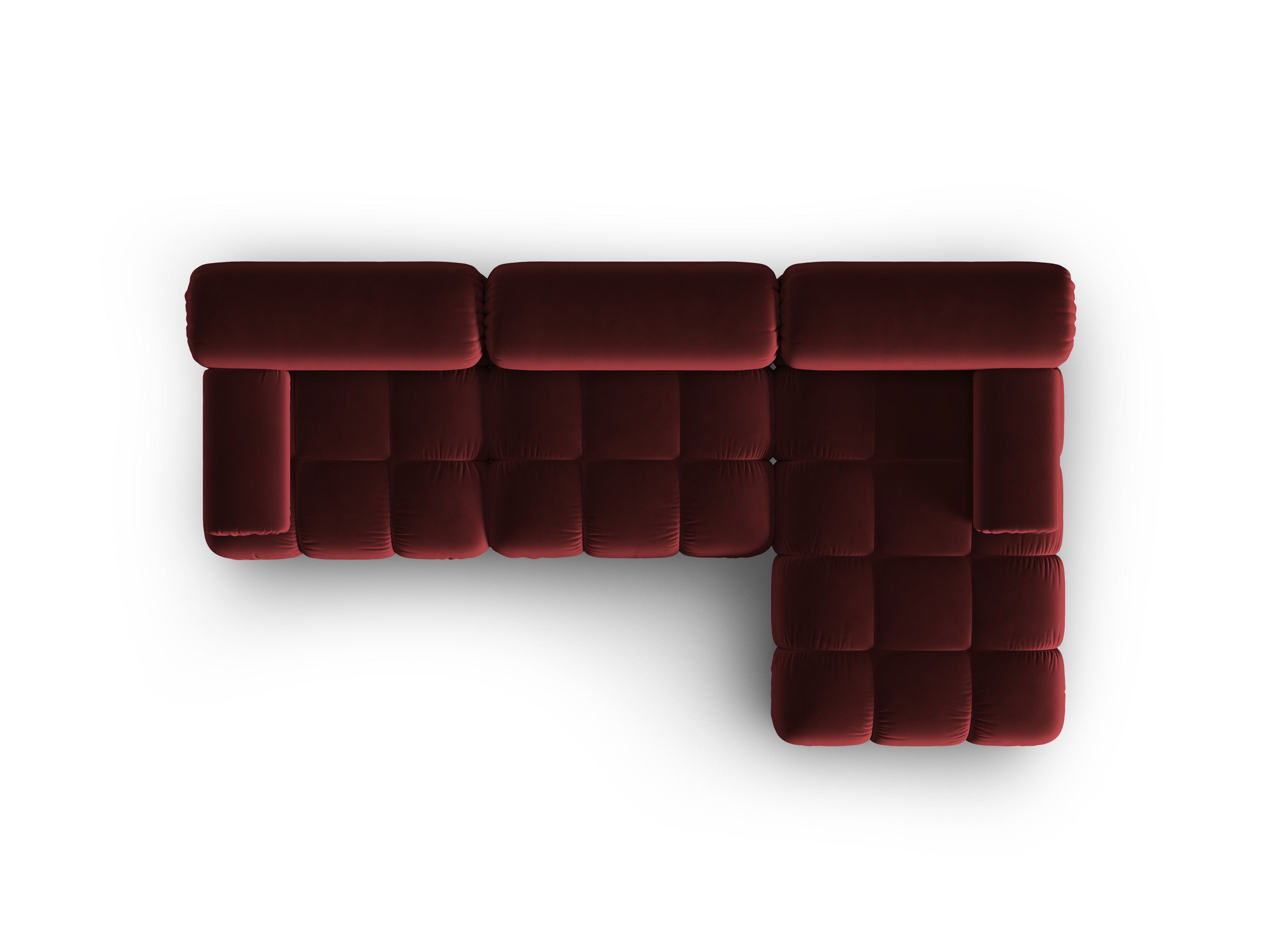 Samt-Ecksofa für 4 Personen, rechts CORTINA, weinrot