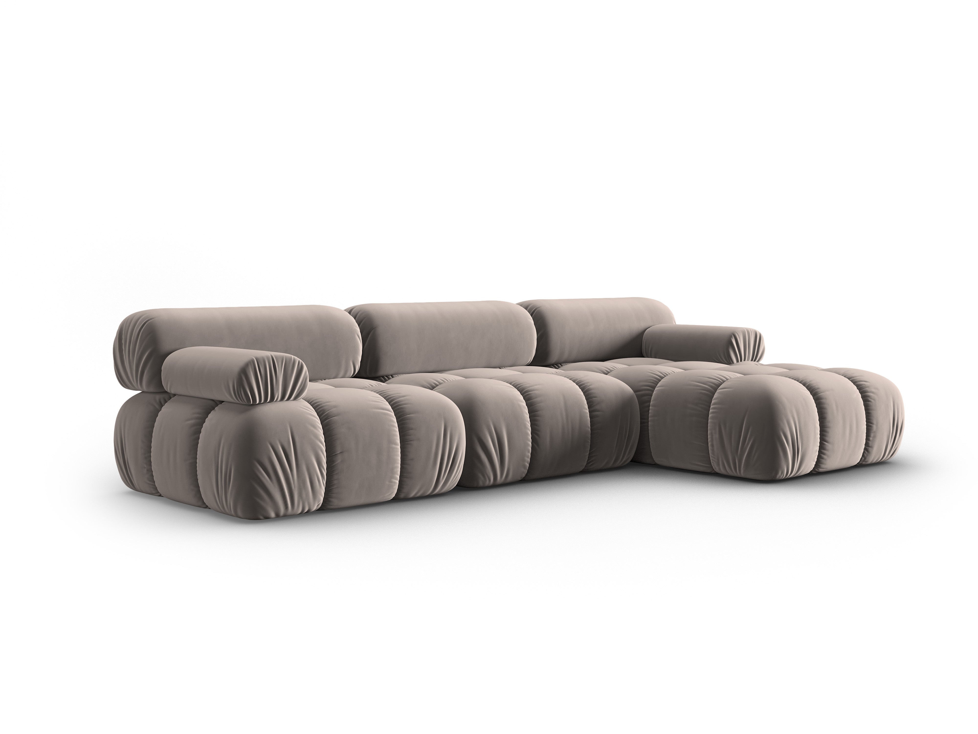 CORTINA cappuccino right-facing velvet corner sofa for 4 people