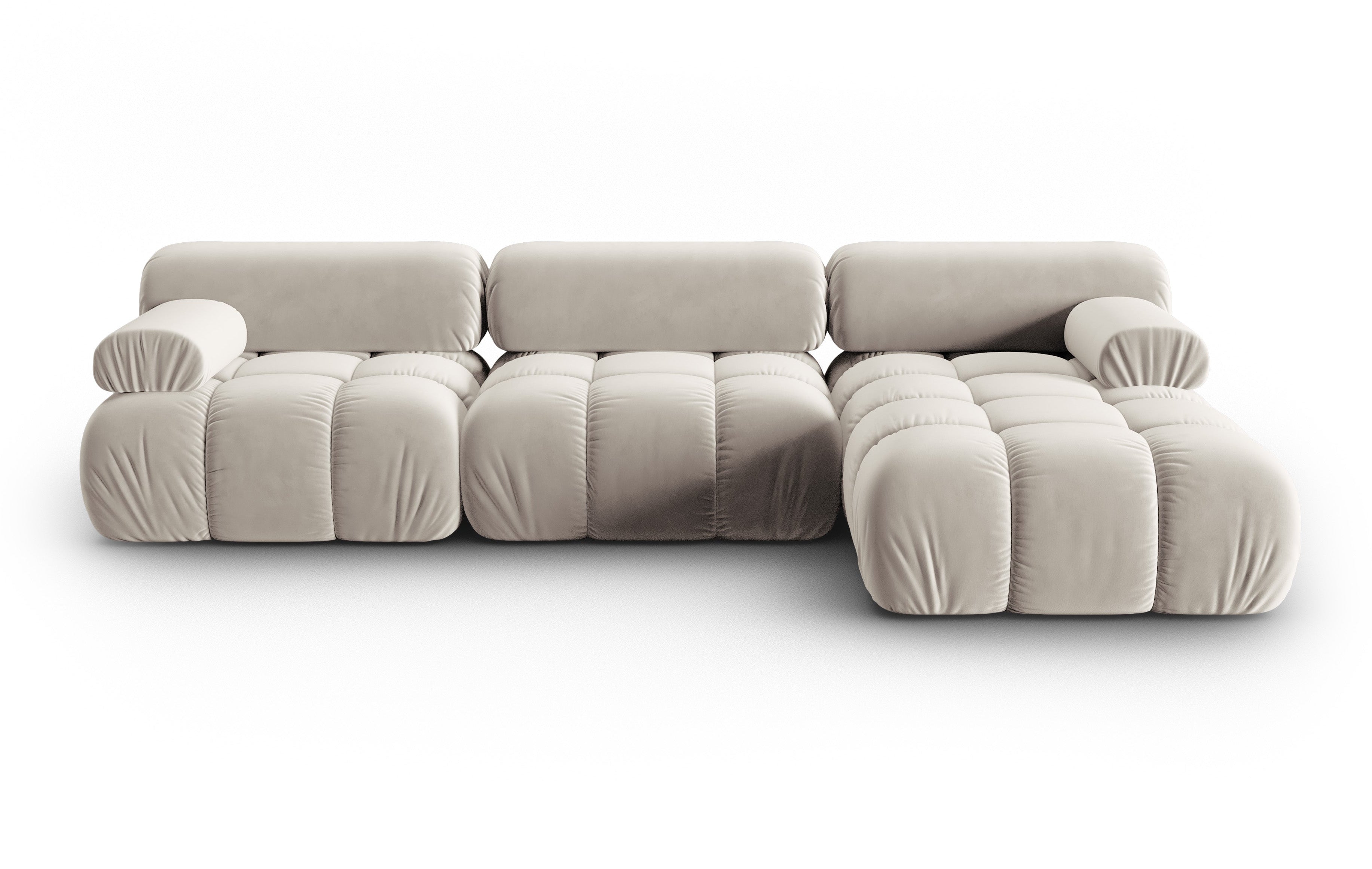 Beige Velvet Corner Sofa for 4 People Right Side CORTINA [Ewelina] [Amelia spr]