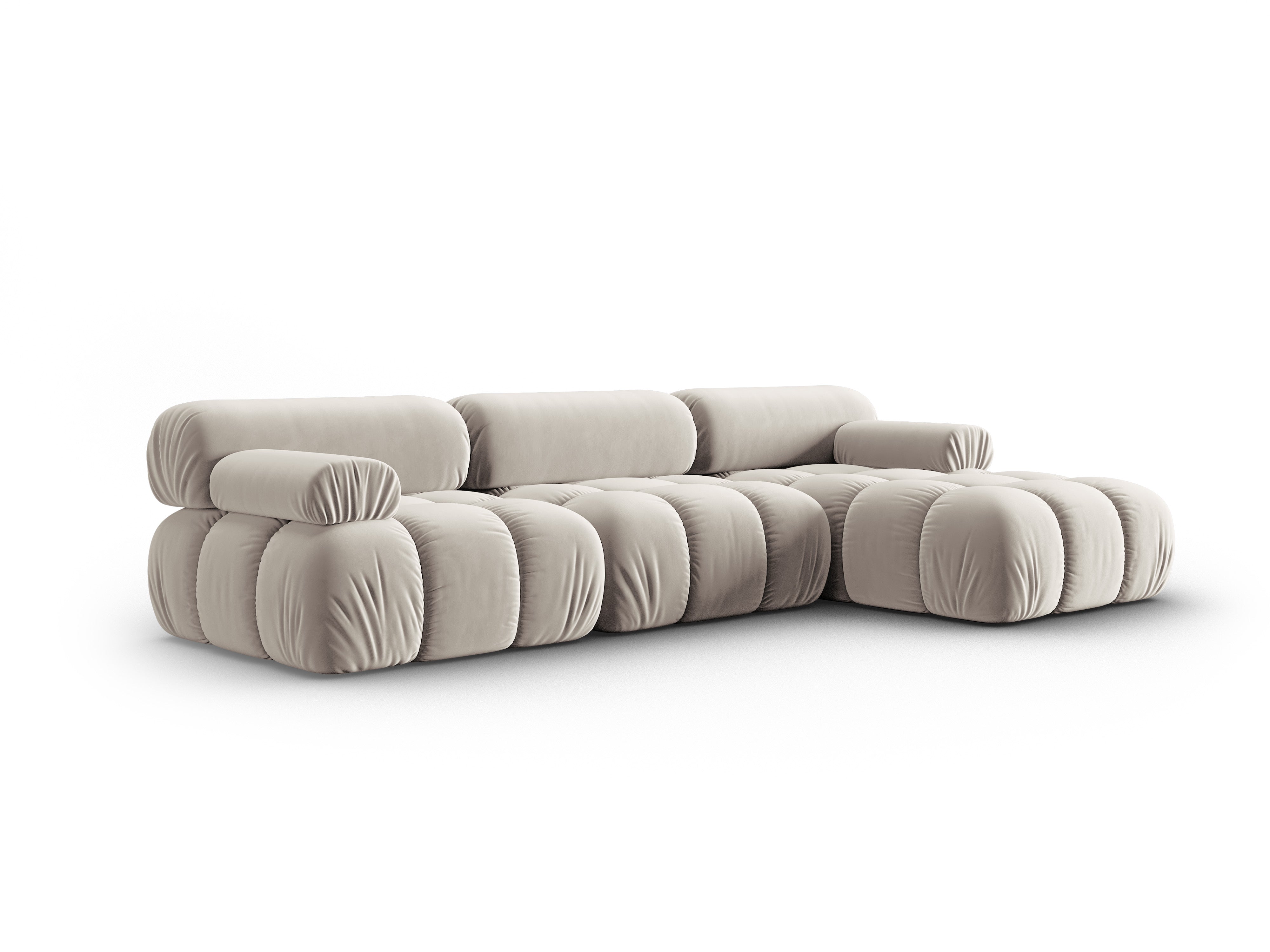 Beige Velvet Corner Sofa for 4 People Right Side CORTINA [Ewelina] [Amelia spr]
