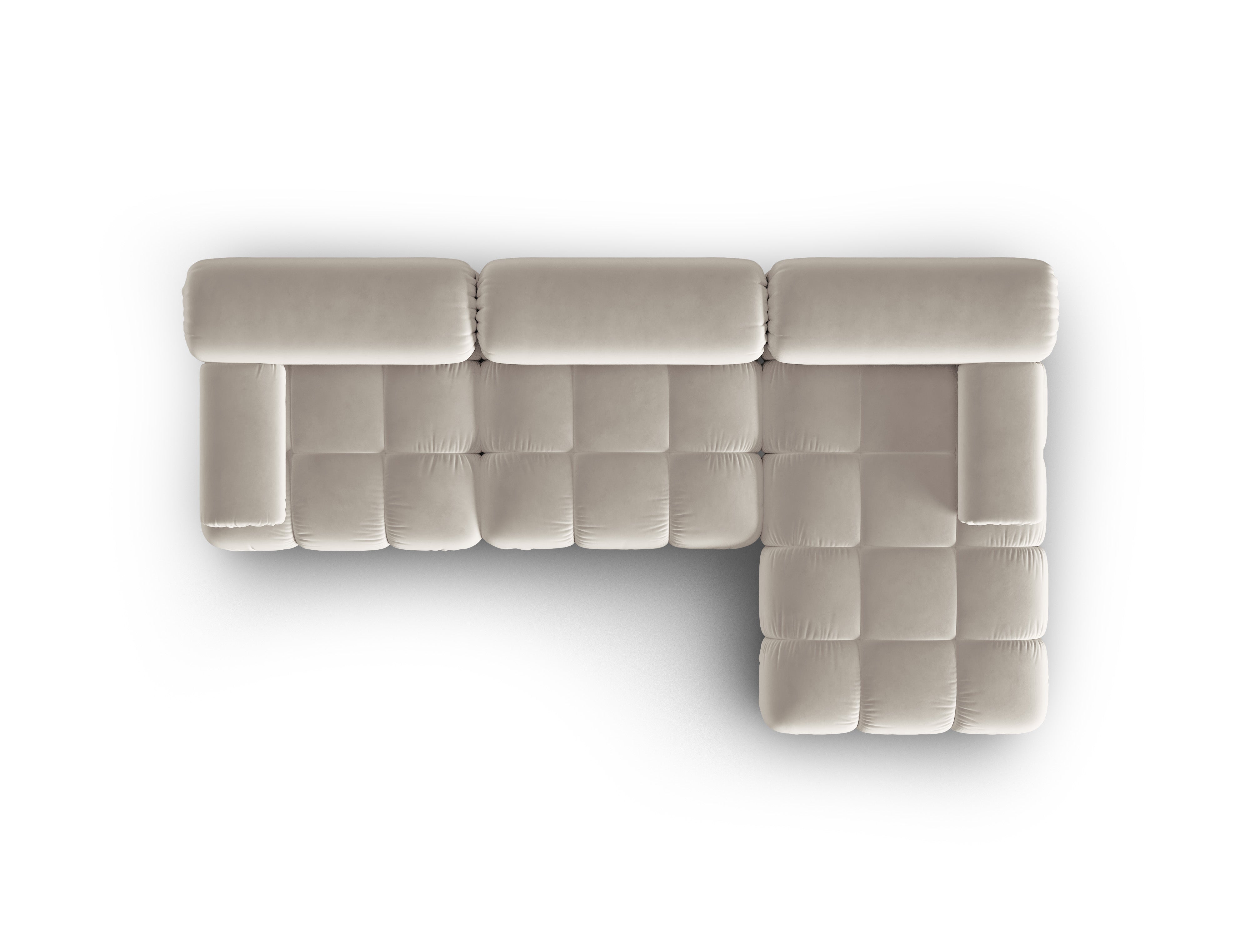 Beige Velvet Corner Sofa for 4 People Right Side CORTINA [Ewelina] [Amelia spr]