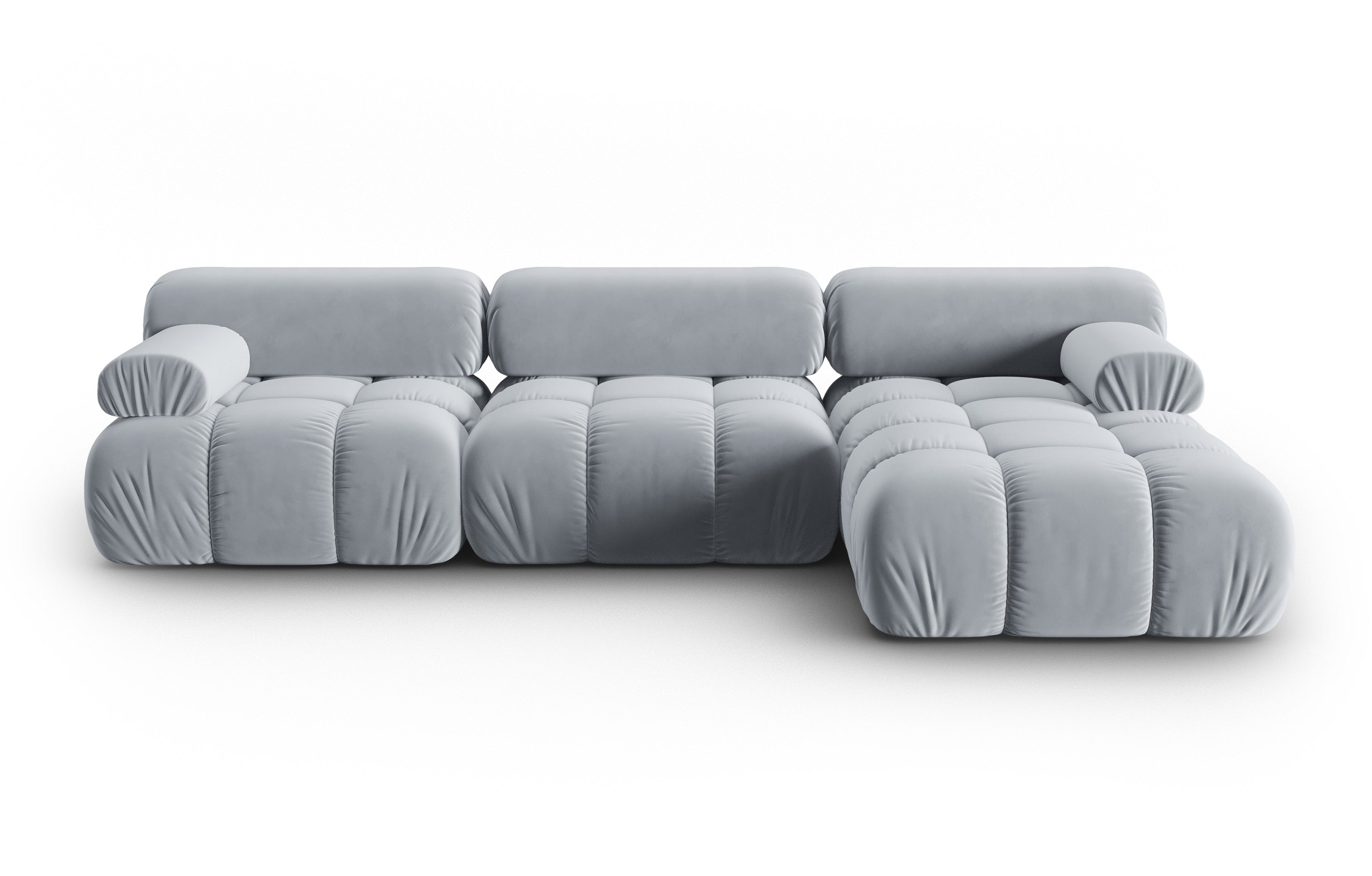 Samt-Ecksofa für 4 Personen rechts CORTINA himmelblau