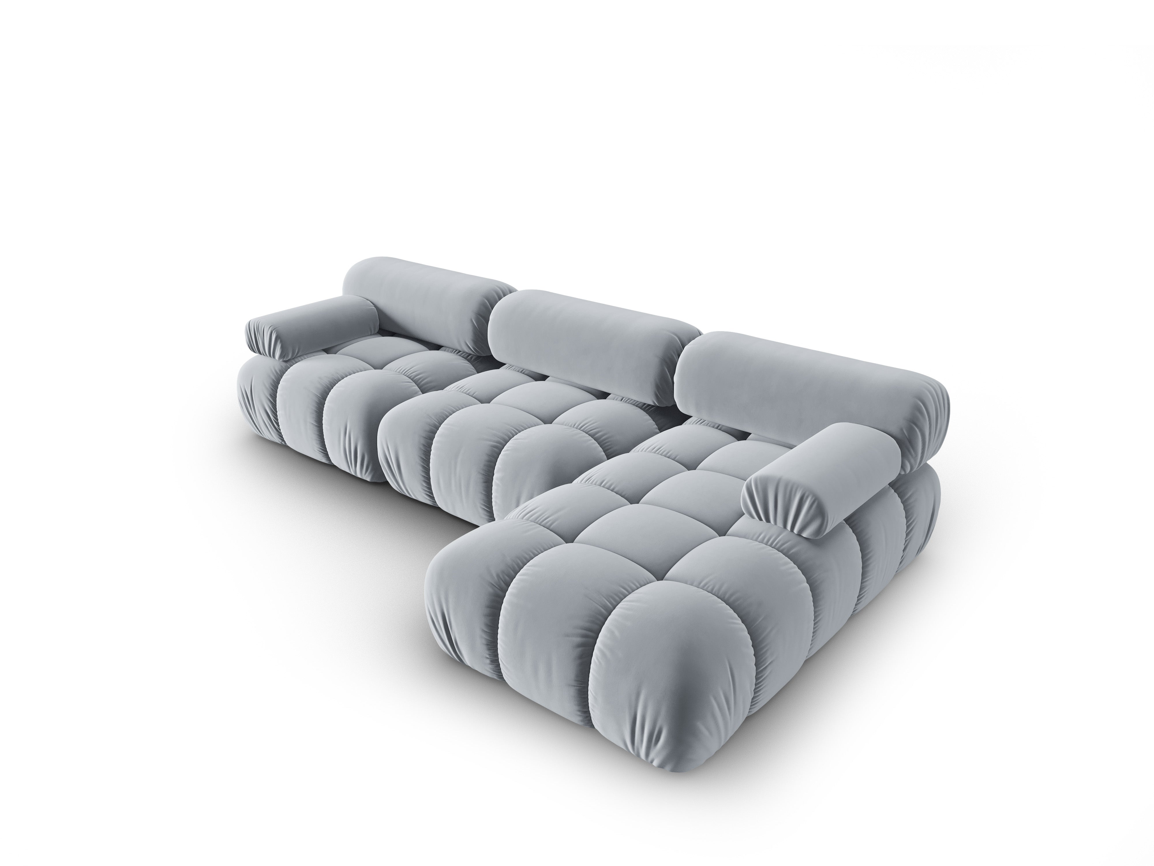 Samt-Ecksofa für 4 Personen rechts CORTINA himmelblau