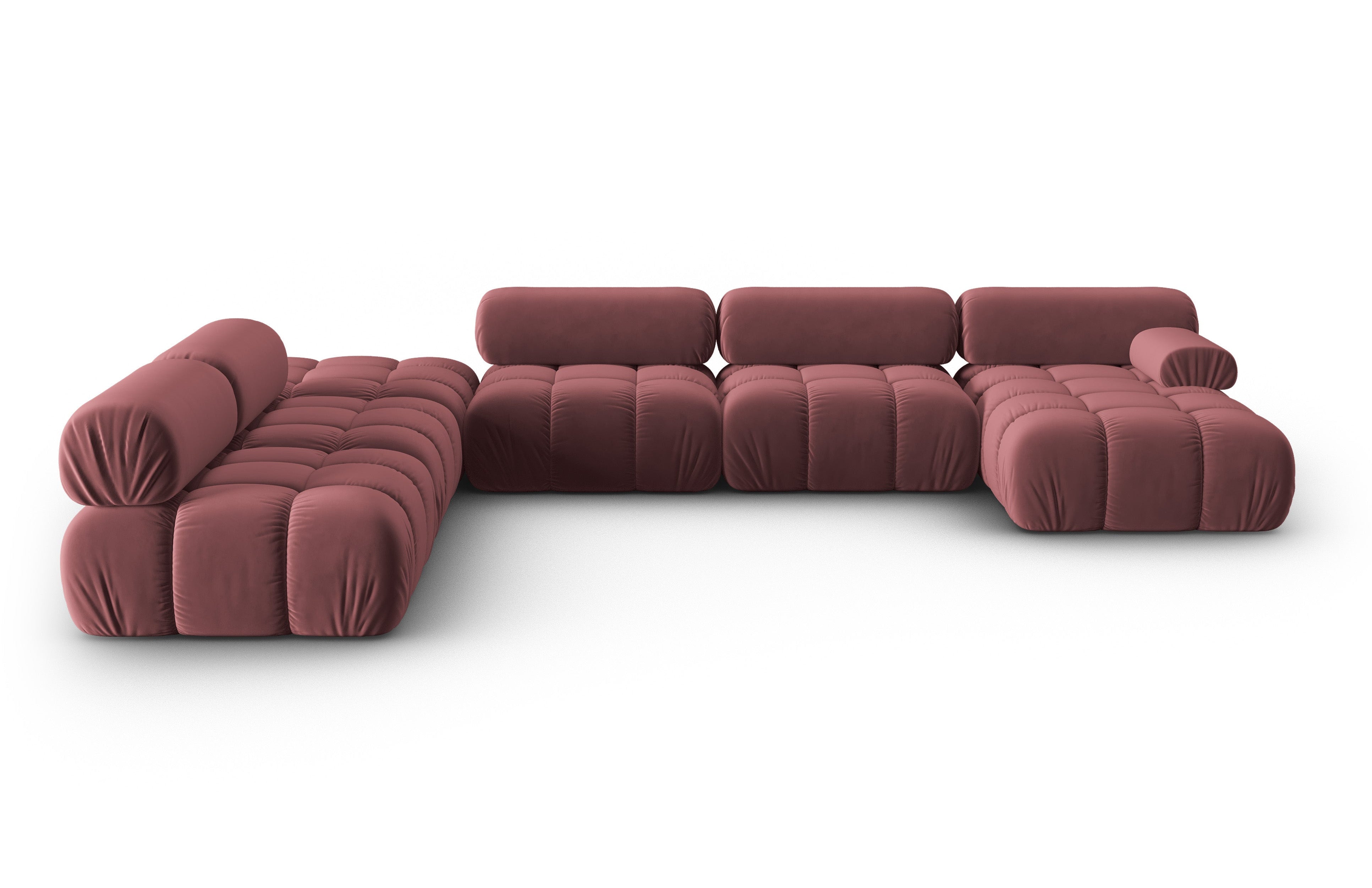 Panoramischer Samt-Ecksofa links CORTINA rosa