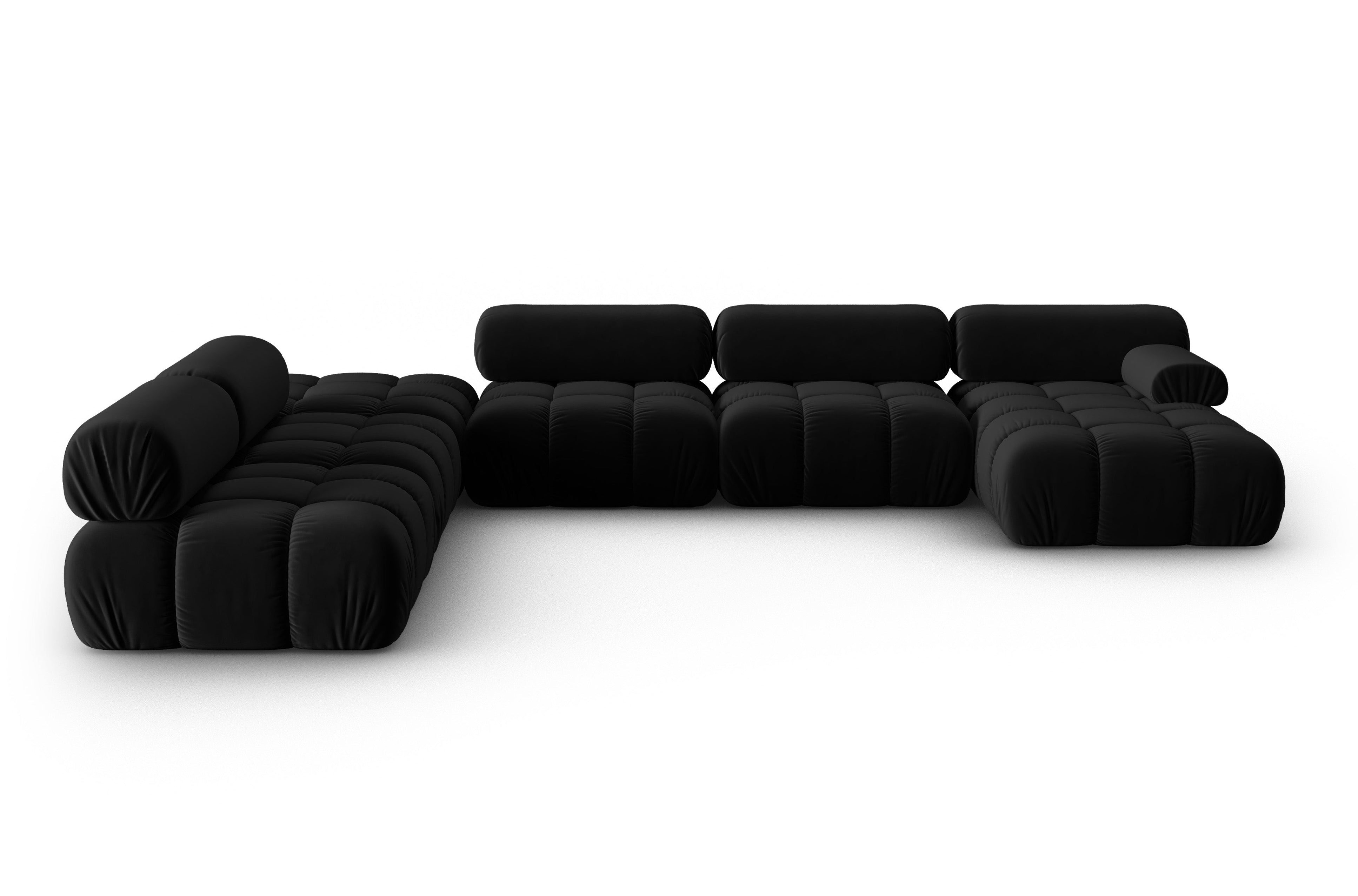 Panoramischer Samt-Ecksofa links CORTINA schwarz