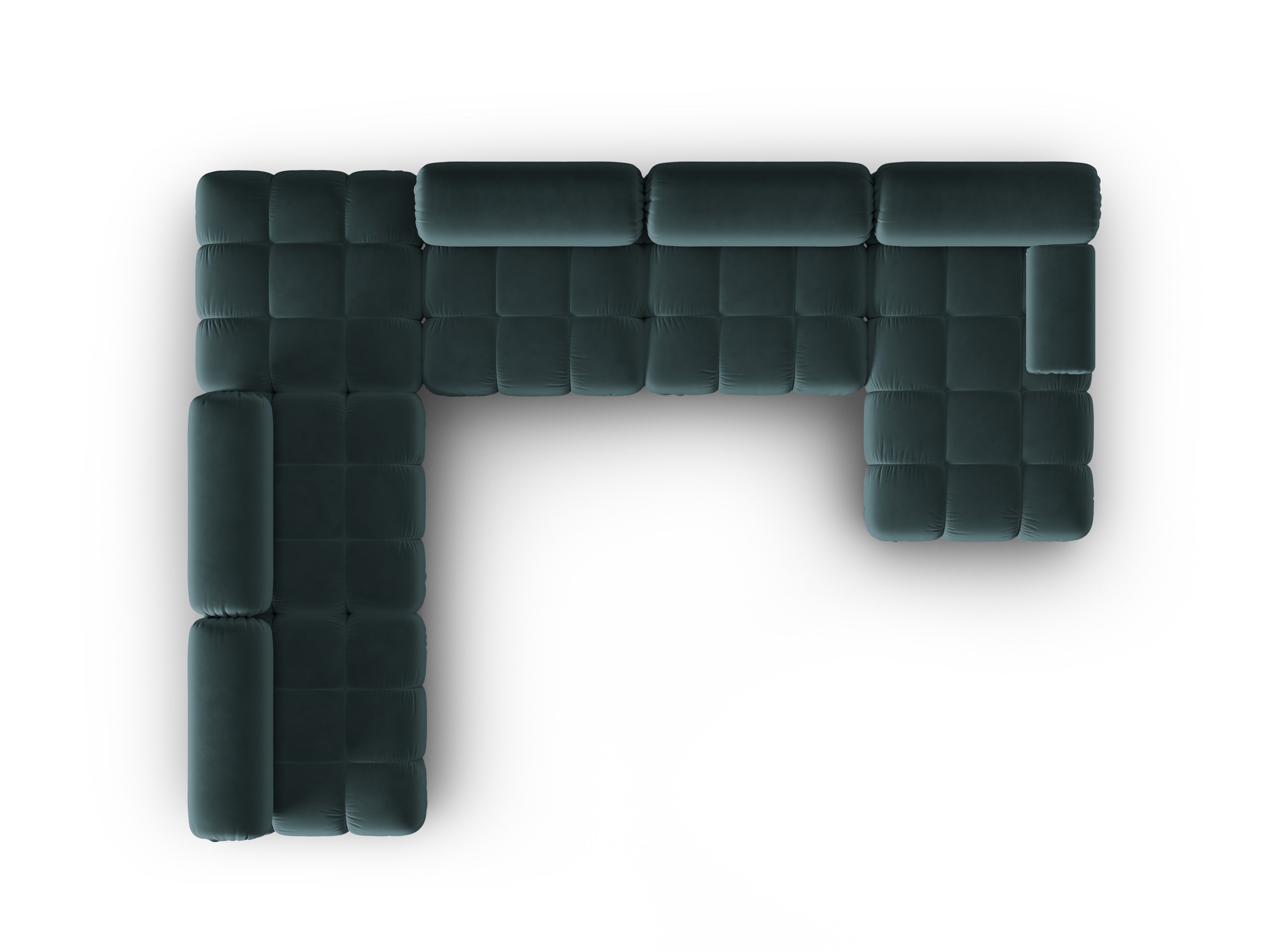 CORTINA Turquoise Left-Handed Velvet Panoramic Corner Sofa