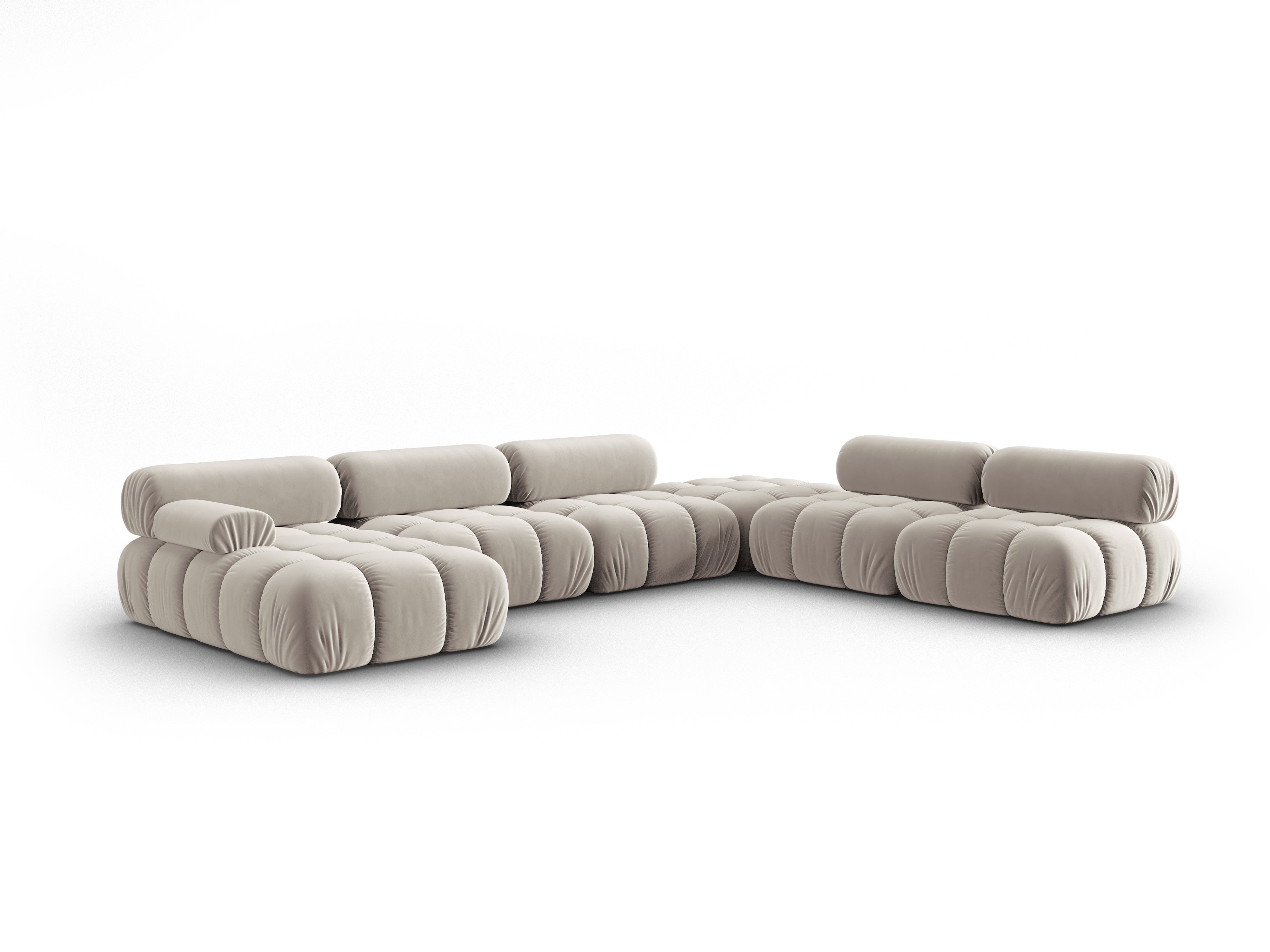 Panoramacouch aus Samt rechts CORTINA beige