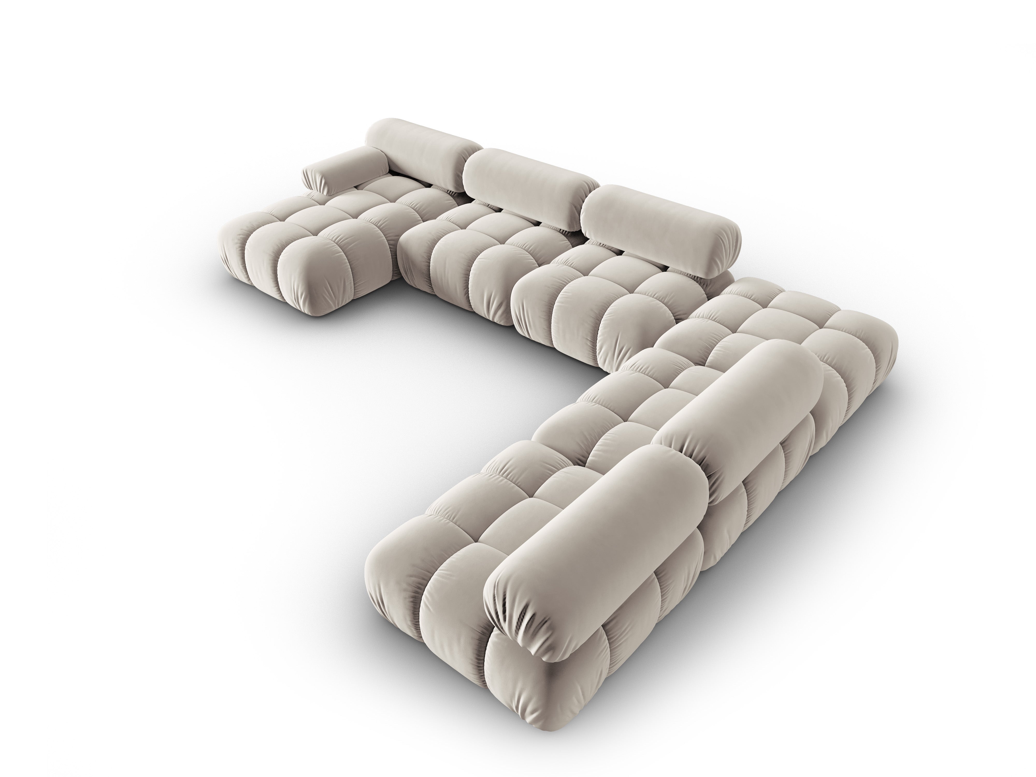Panoramacouch aus Samt rechts CORTINA beige