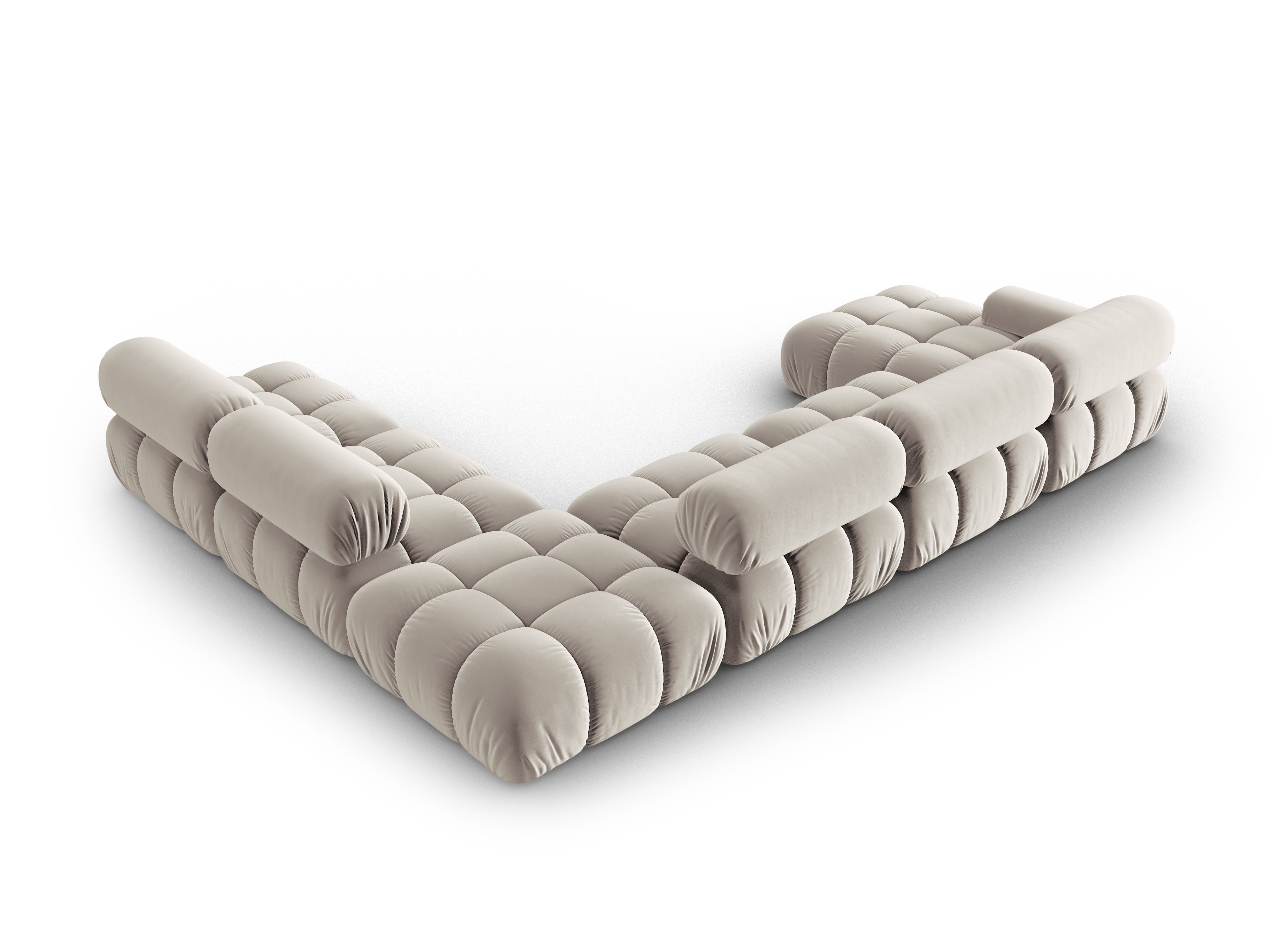 Panoramacouch aus Samt rechts CORTINA beige