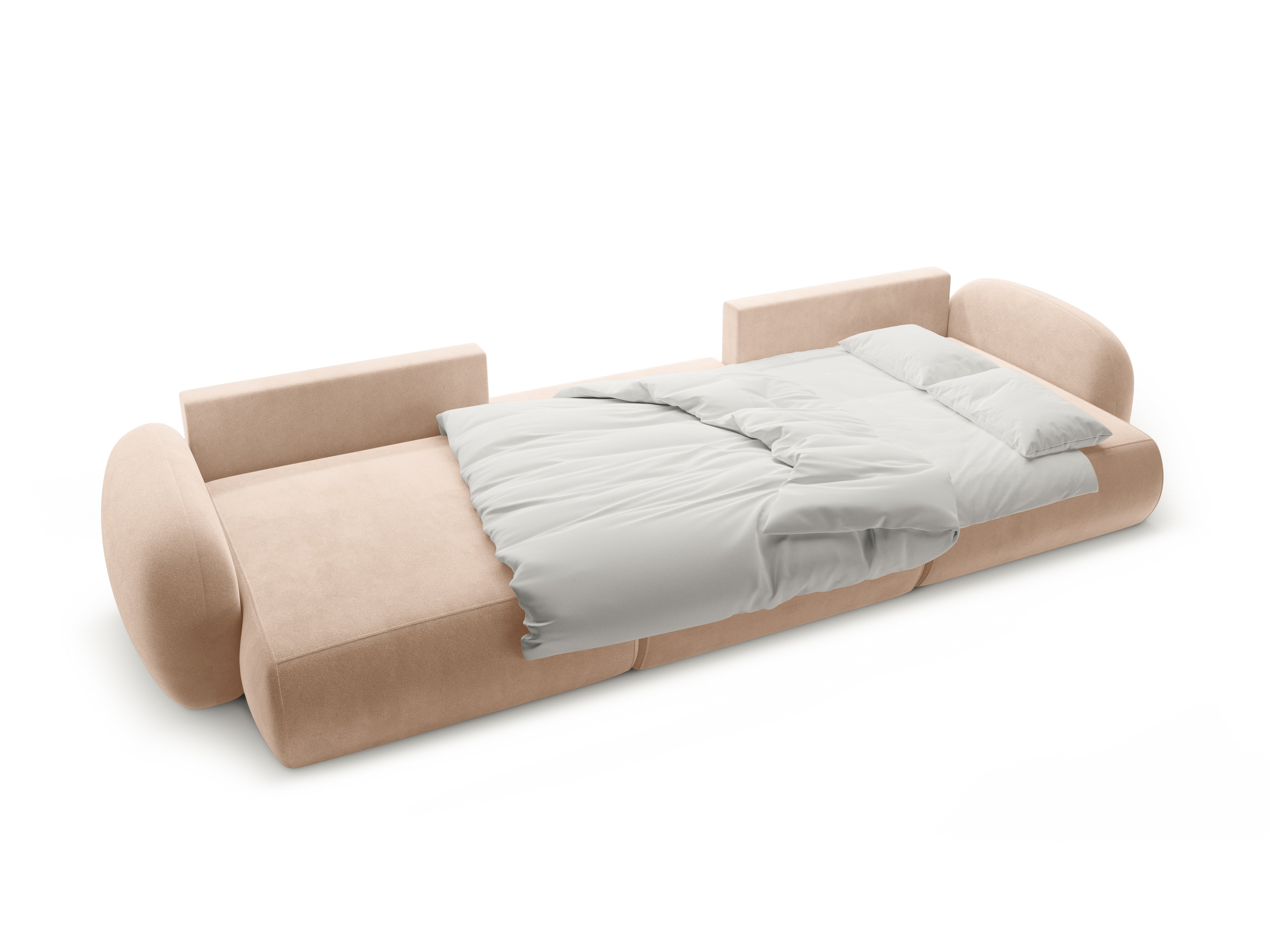 Sofa panoramisch aus Samt mit Schlaf-Funktion für 5 Personen TONALE beige