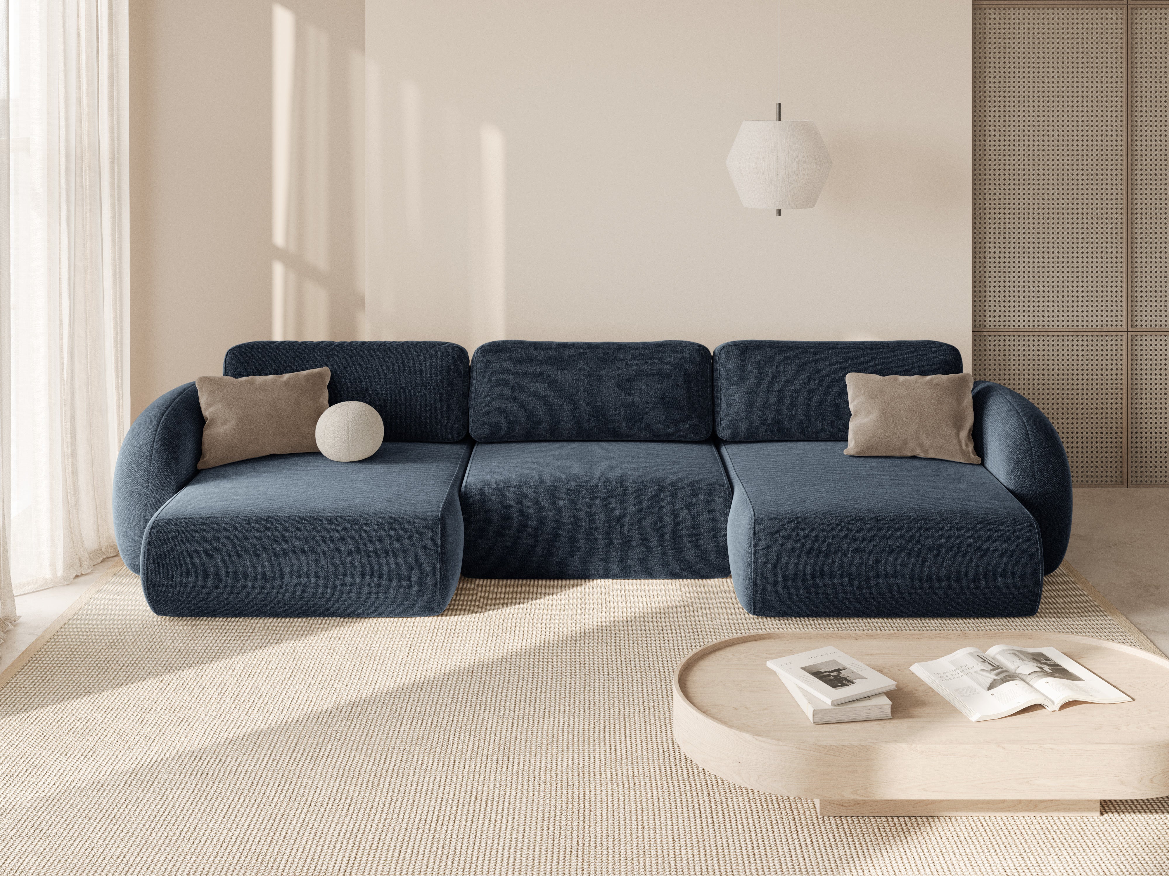 Panoramisches Sofa mit Schlaf-Funktion für 5 Personen TONALE in Granatblau