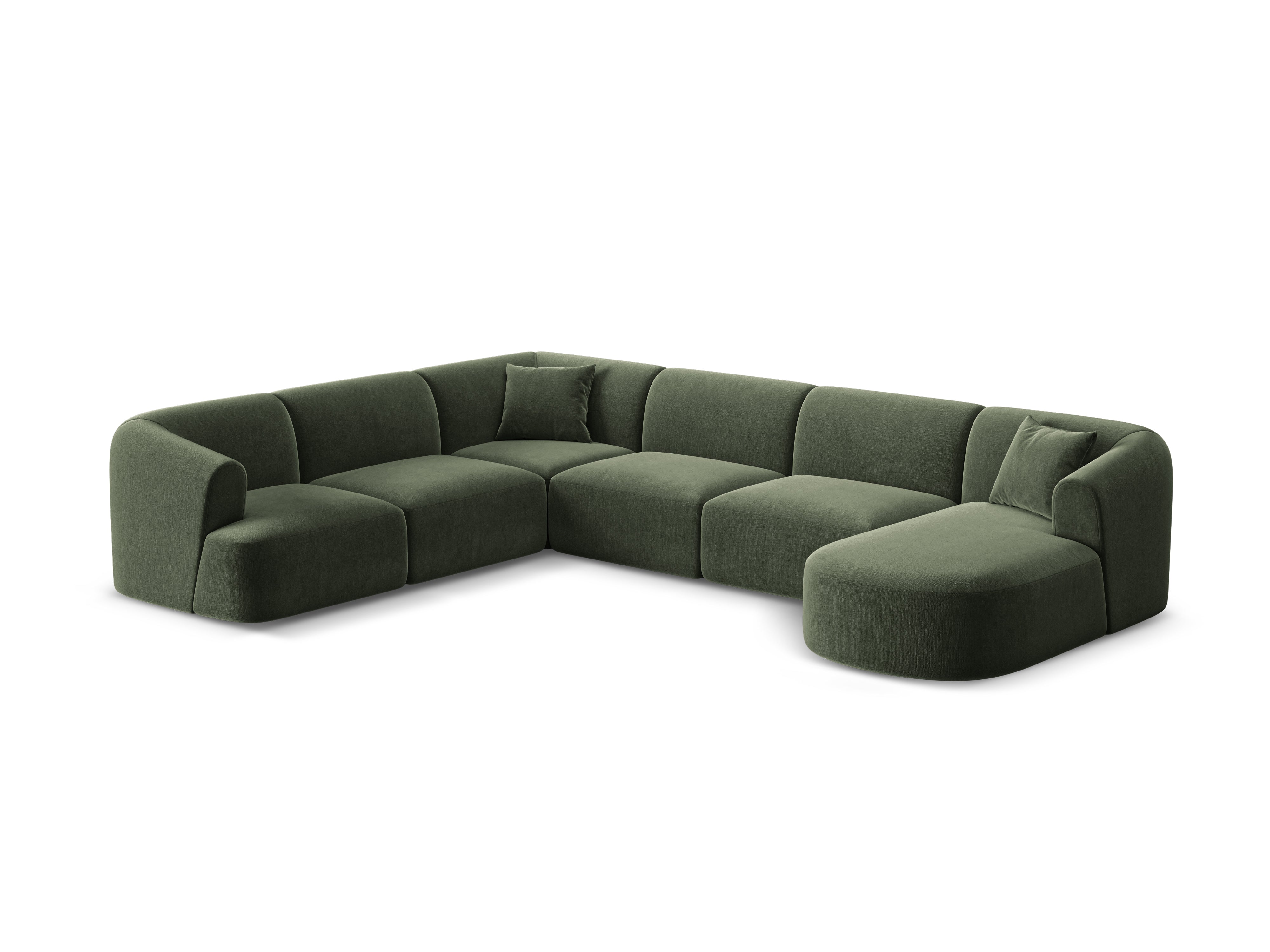 Left-sided velvet panoramic corner sofa for 7 people CAMPI green