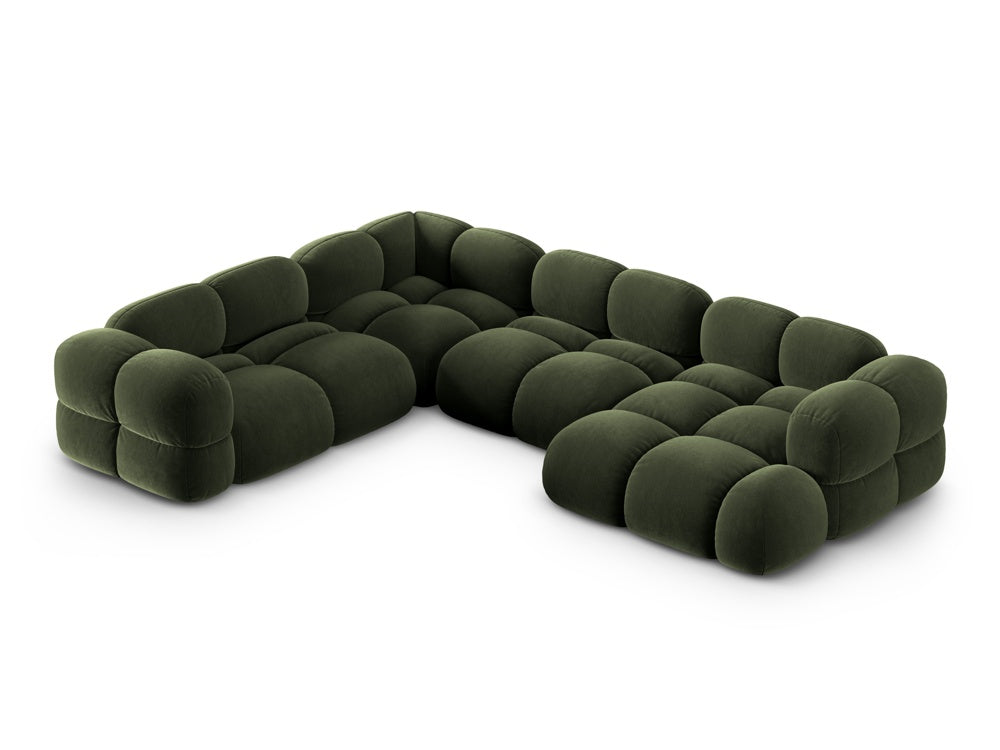 Left-facing U-shaped velvet corner sofa LORETTO green