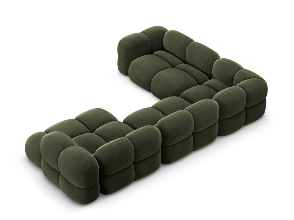 Left-facing U-shaped velvet corner sofa LORETTO green