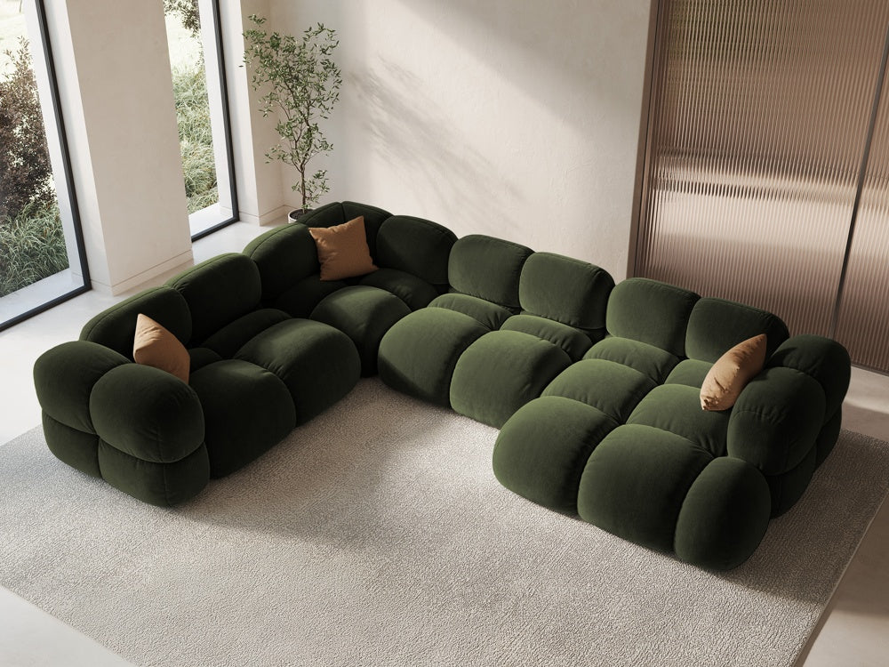 Left-facing U-shaped velvet corner sofa LORETTO green