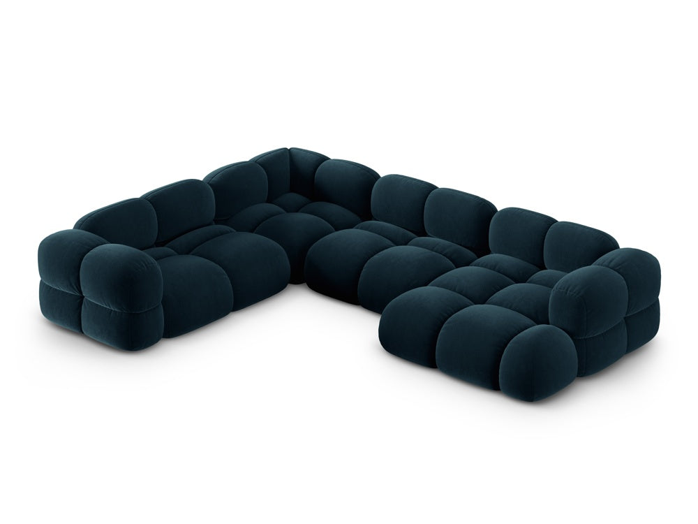 Samt-U-Form-Ecksofa links LORETTO petrol