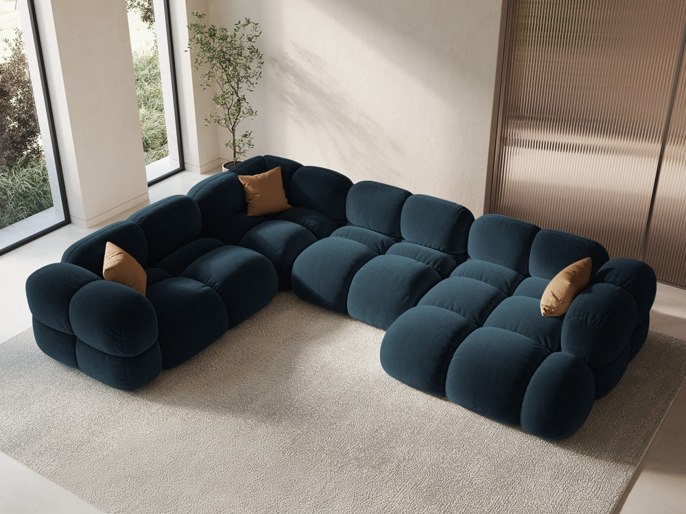 Left-facing U-shaped velvet corner sofa LORETTO petrol