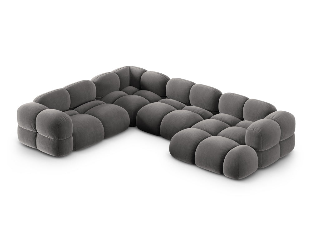 Left-facing U-shaped velvet corner sofa LORETTO gray