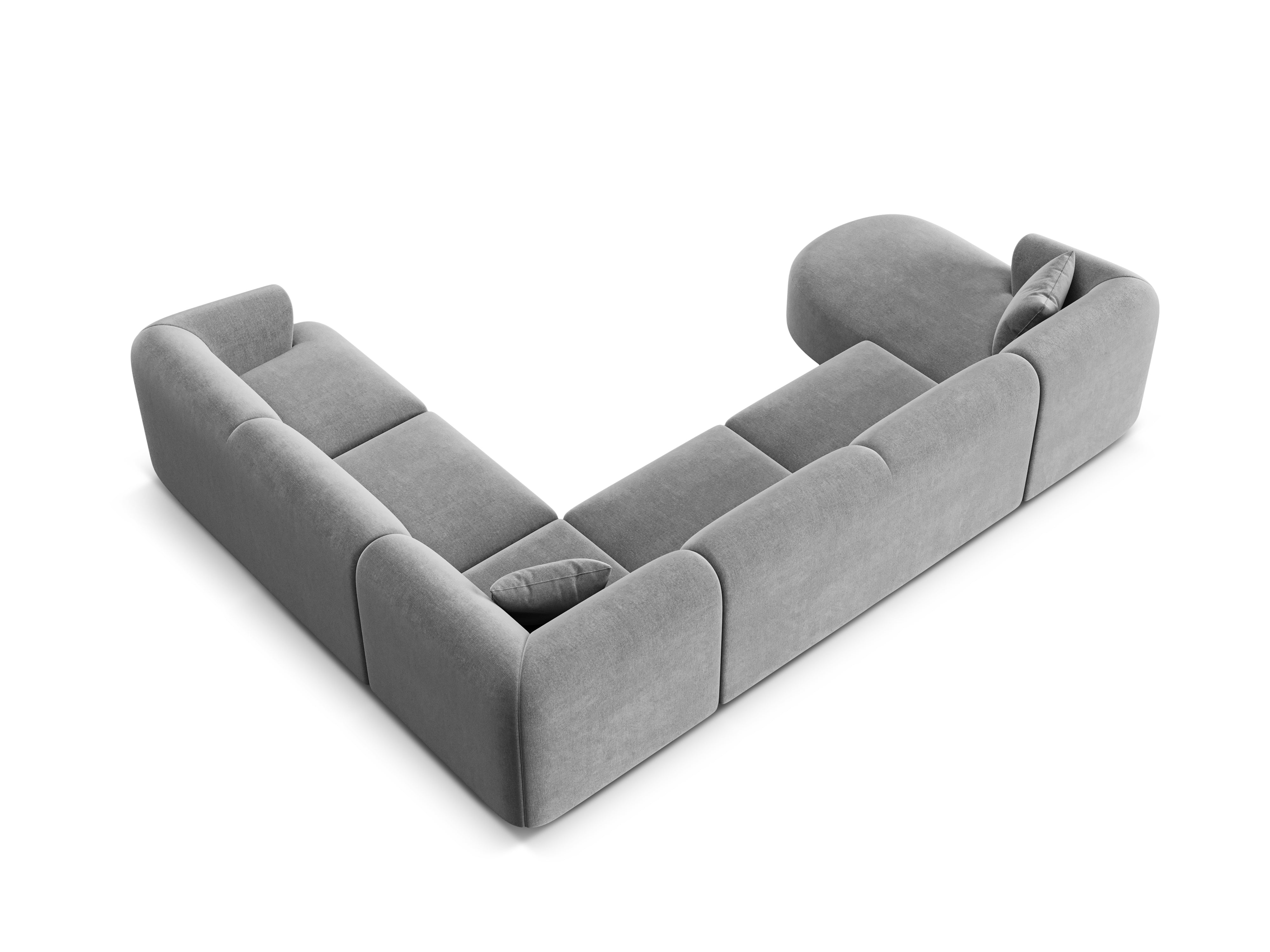 Right-facing velvet panoramic corner sofa for 7 people CAMPI gray