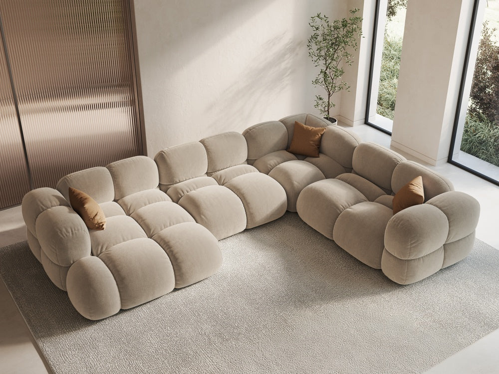 Right-facing U-shaped velvet corner sofa LORETTO beige