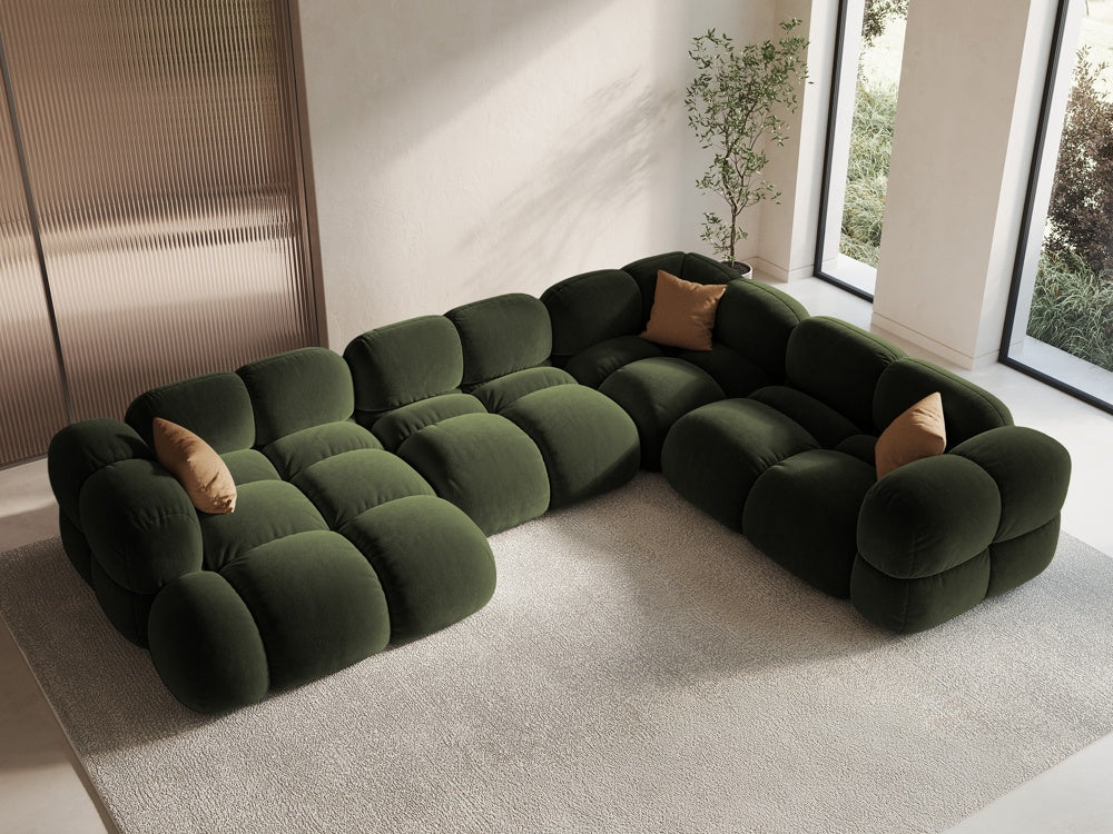 Right-facing velvet U-shaped corner sofa LORETTO green