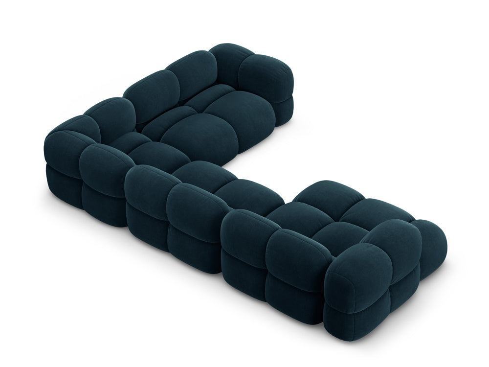 Samt-U-Form-Ecksofa rechts LORETTO petrol