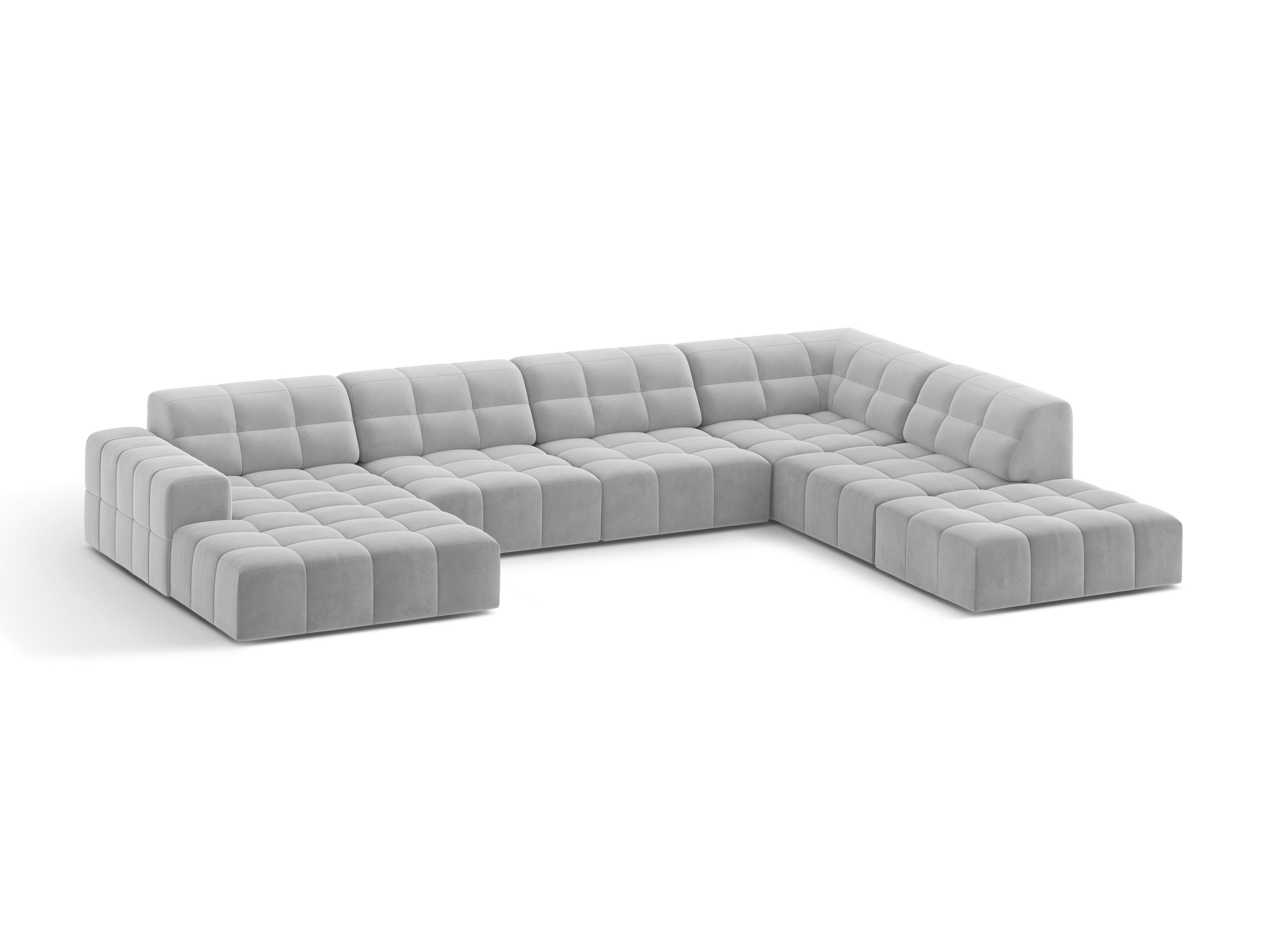 Form -shaped Eck Velvet Right -side -seitens hellgraues Chicago
