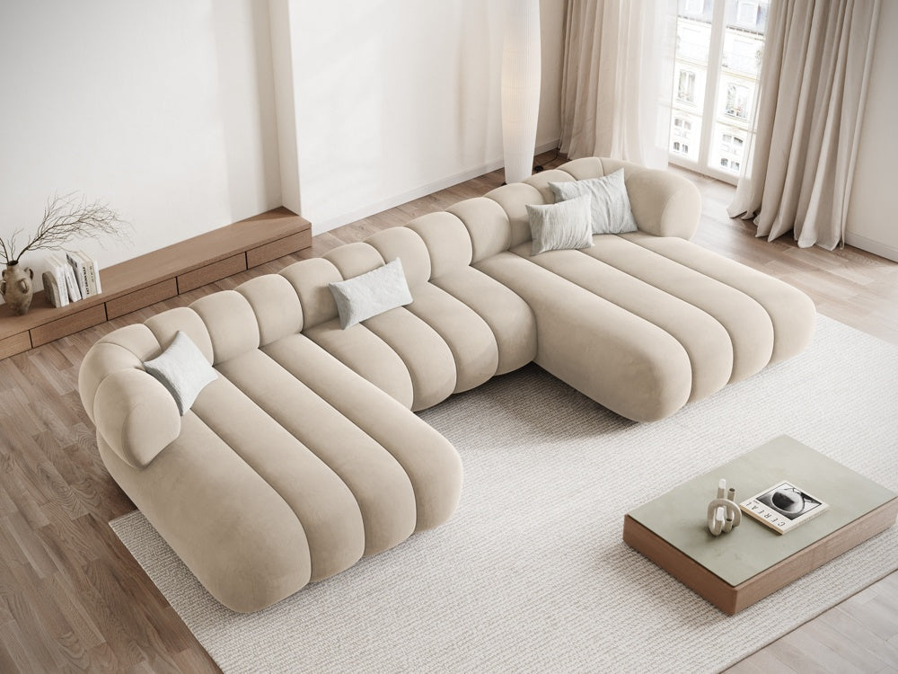 Sofa panoramisch samtig 6-sitzig KOGE beige