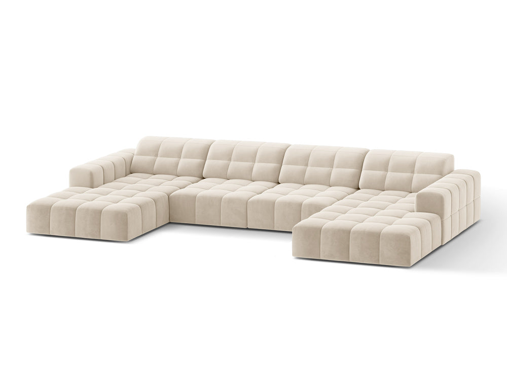 Velvet Panorama-Sofa 6-Personen-leichter Beige Chicago