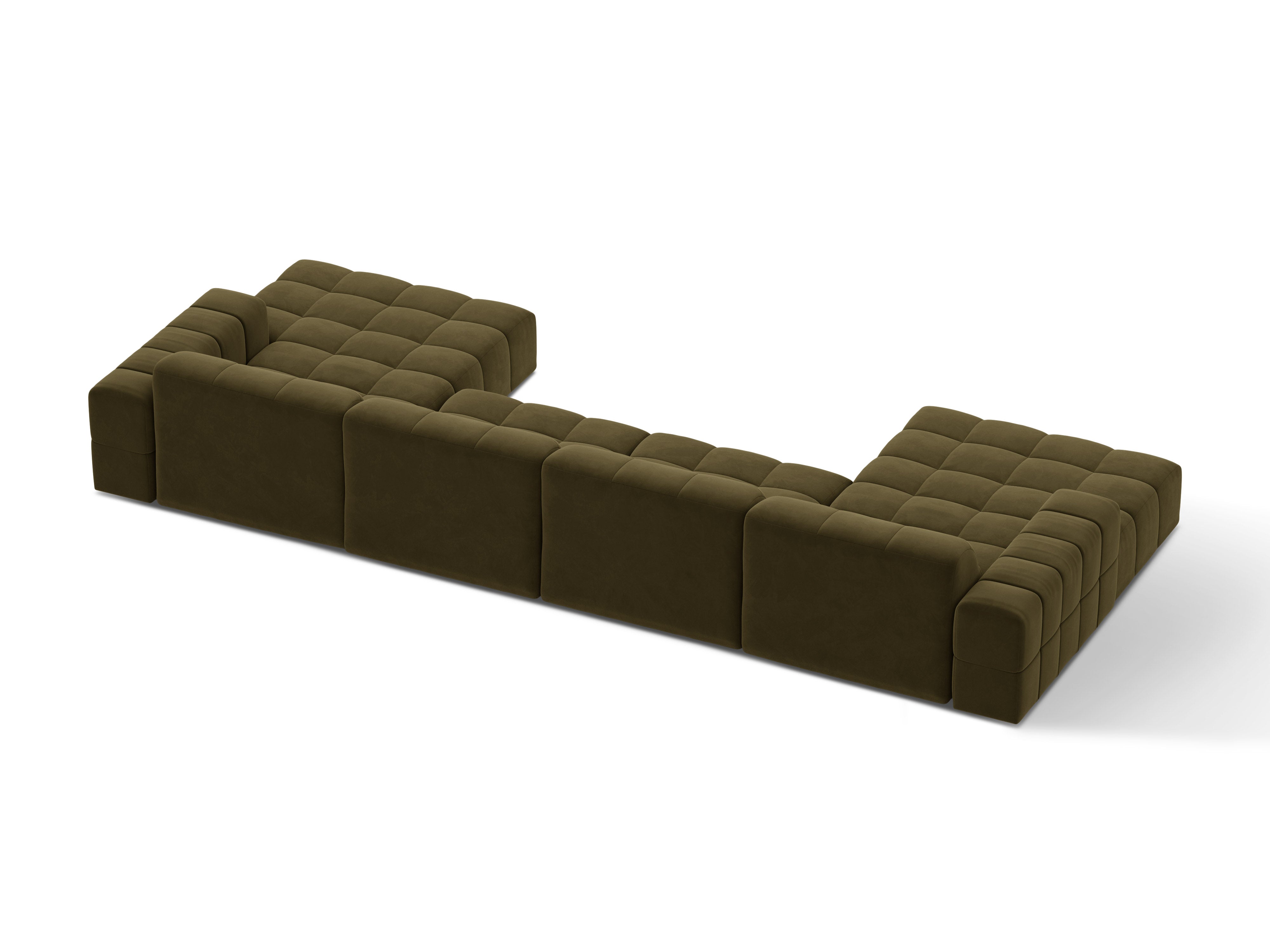 Velvet-Panorama-Sofa 6-Personen Olive Chicago