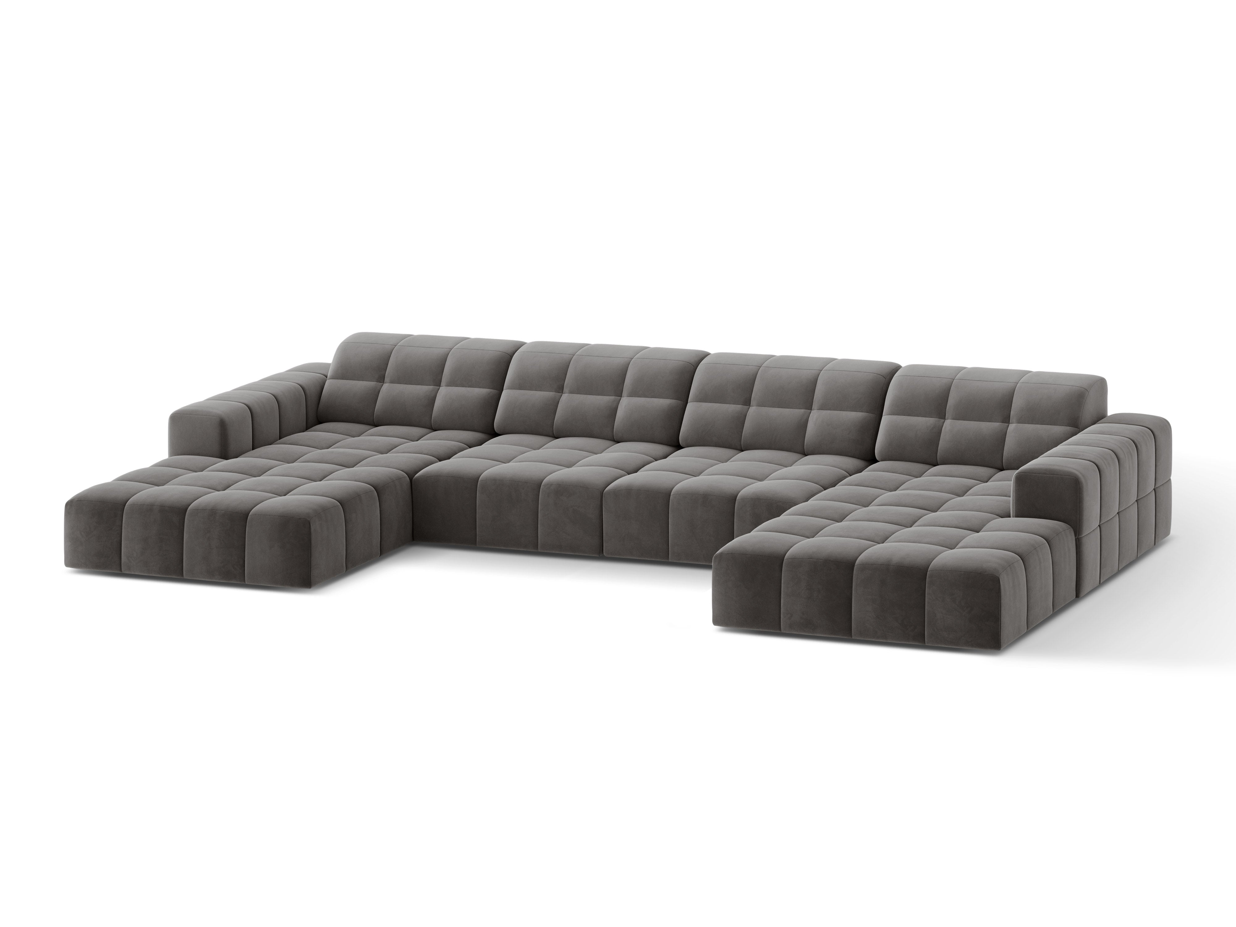 Velvet-Panorama-Sofa 6sitzer Chicago Gray
