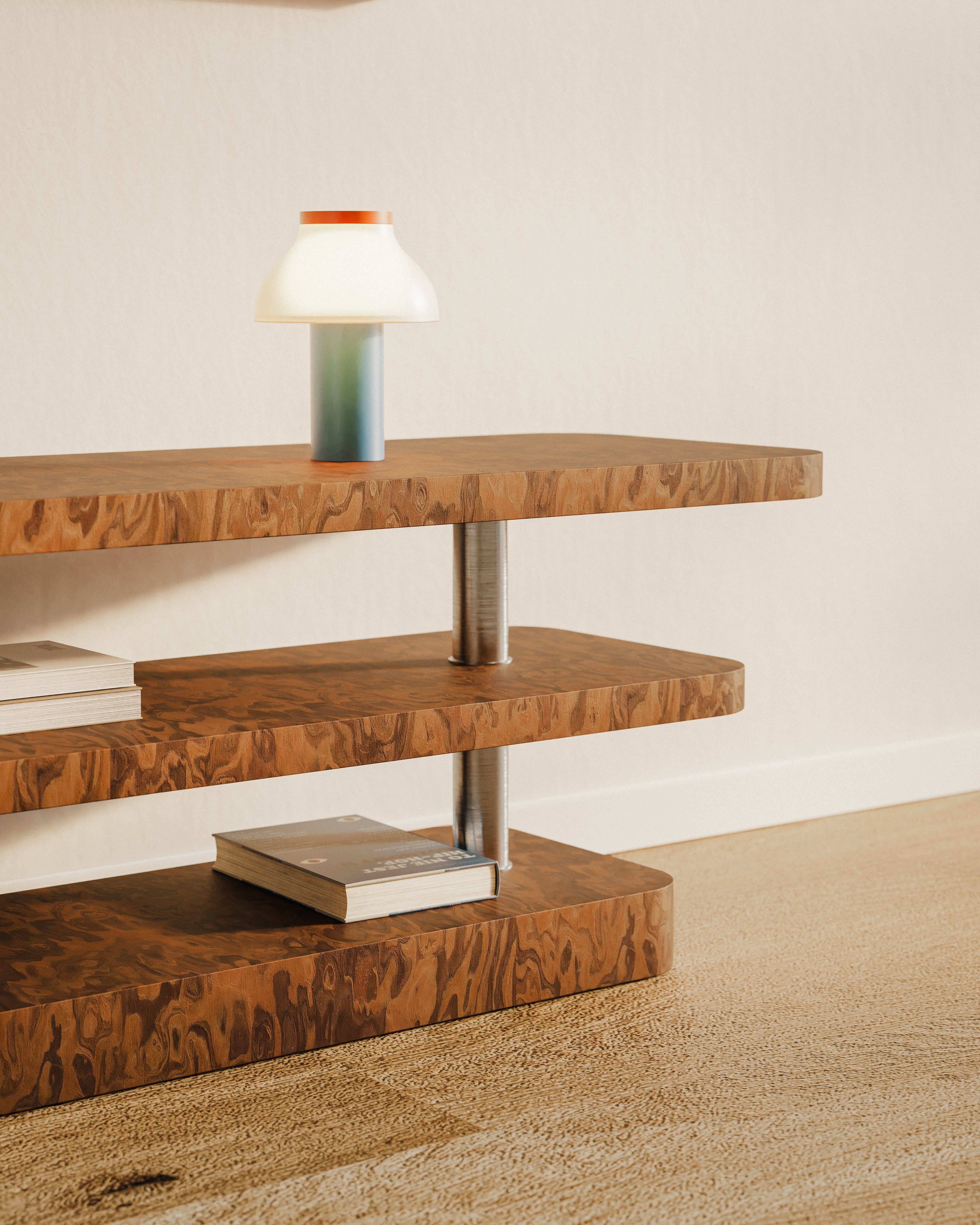 RTV-Sideboard REL Furnier California Burl mit stählernen Elementen