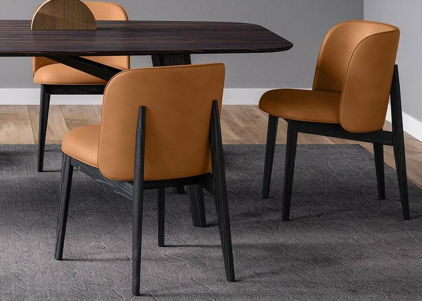 ABREY upholstered chair with black wooden base