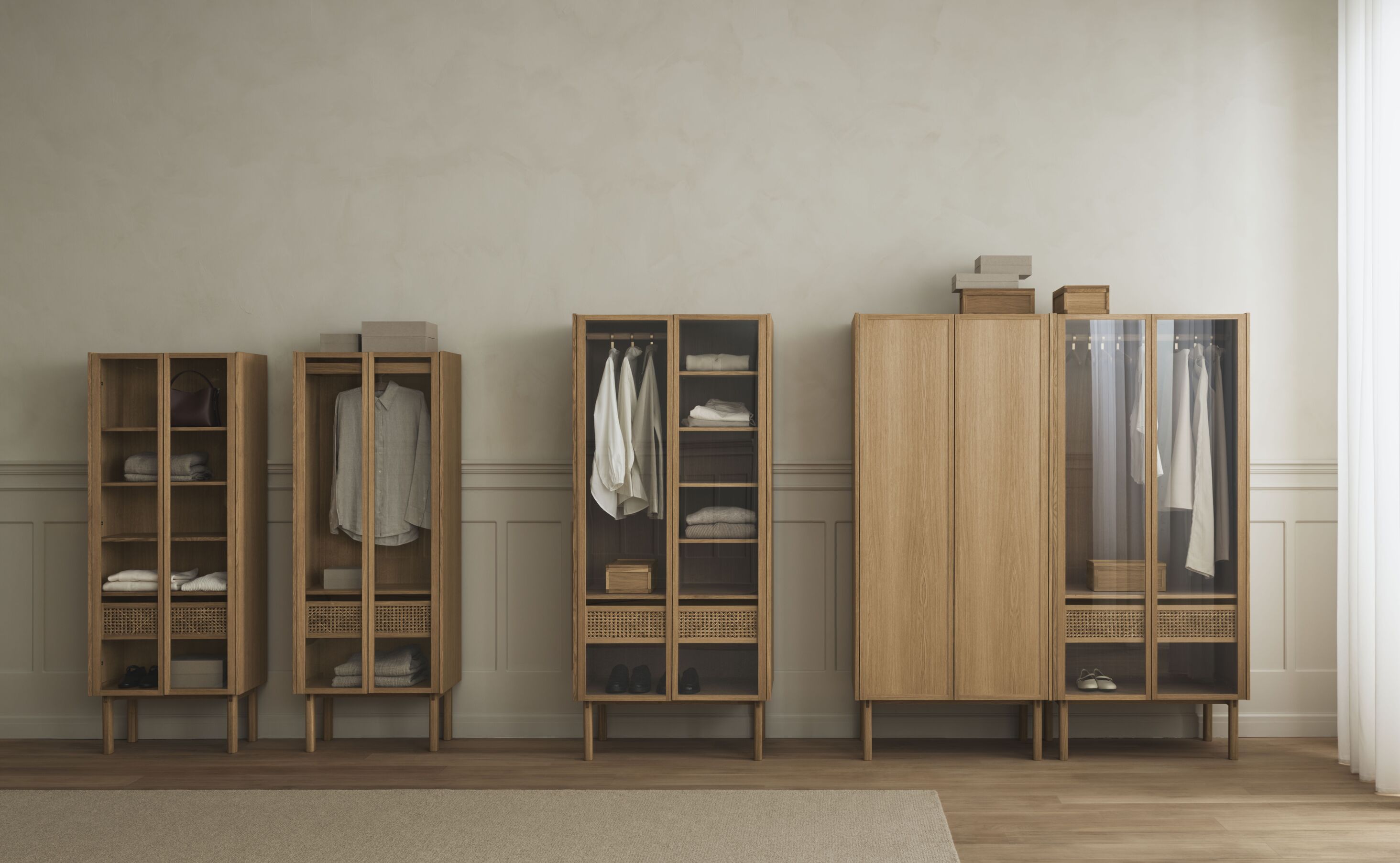 Wardrobe with glass doors Cana Oak wood