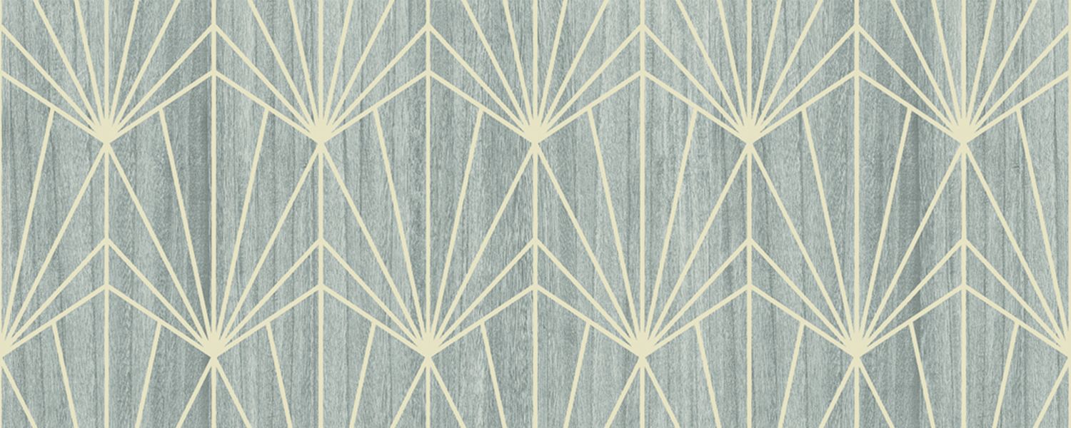 Tapeta fornirowana ze wzorem geometrycznym art deco MYTHIQUE - PIERRE BLEUE PLATINE platynowy niebieski – Casamance