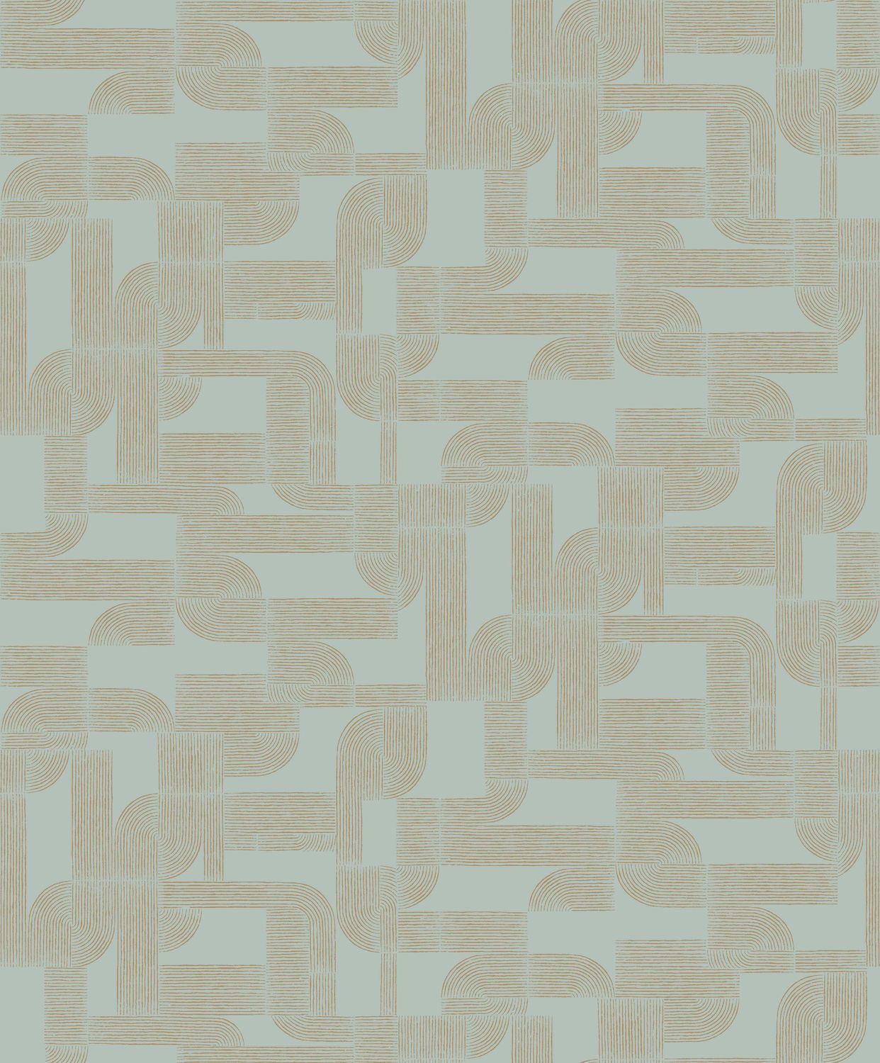 HECTOR geometric pattern wallpaper - OPALINE/GOLD turquoise with gold