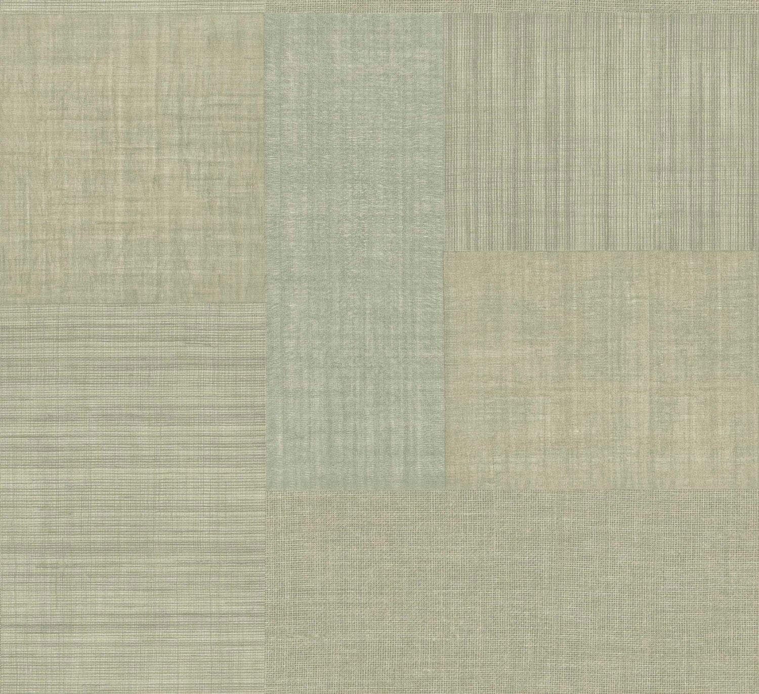 Geometric Structural Wallpaper Patchwork Imitating Fabric MESTIZO - AMANDE DOUCE Olive