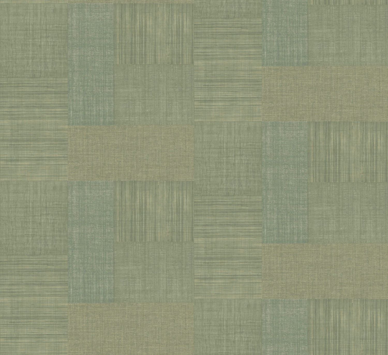 Geometric Structural Wallpaper Patchwork Imitating Fabric MESTIZO - CACTUS Cactus Green