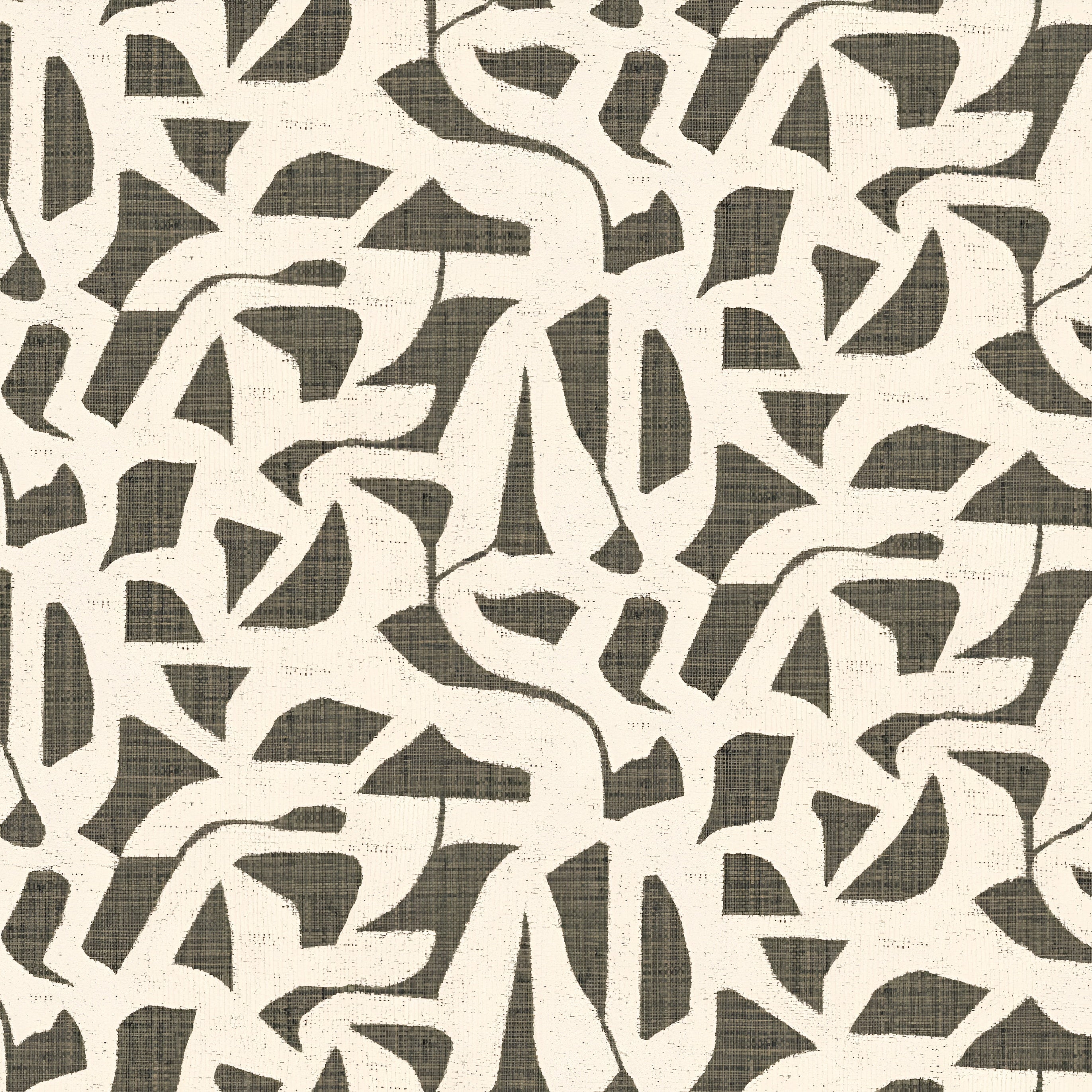 Structural wallpaper imitating fabric with abstract pattern CANA - ANTHRACITE dark gray