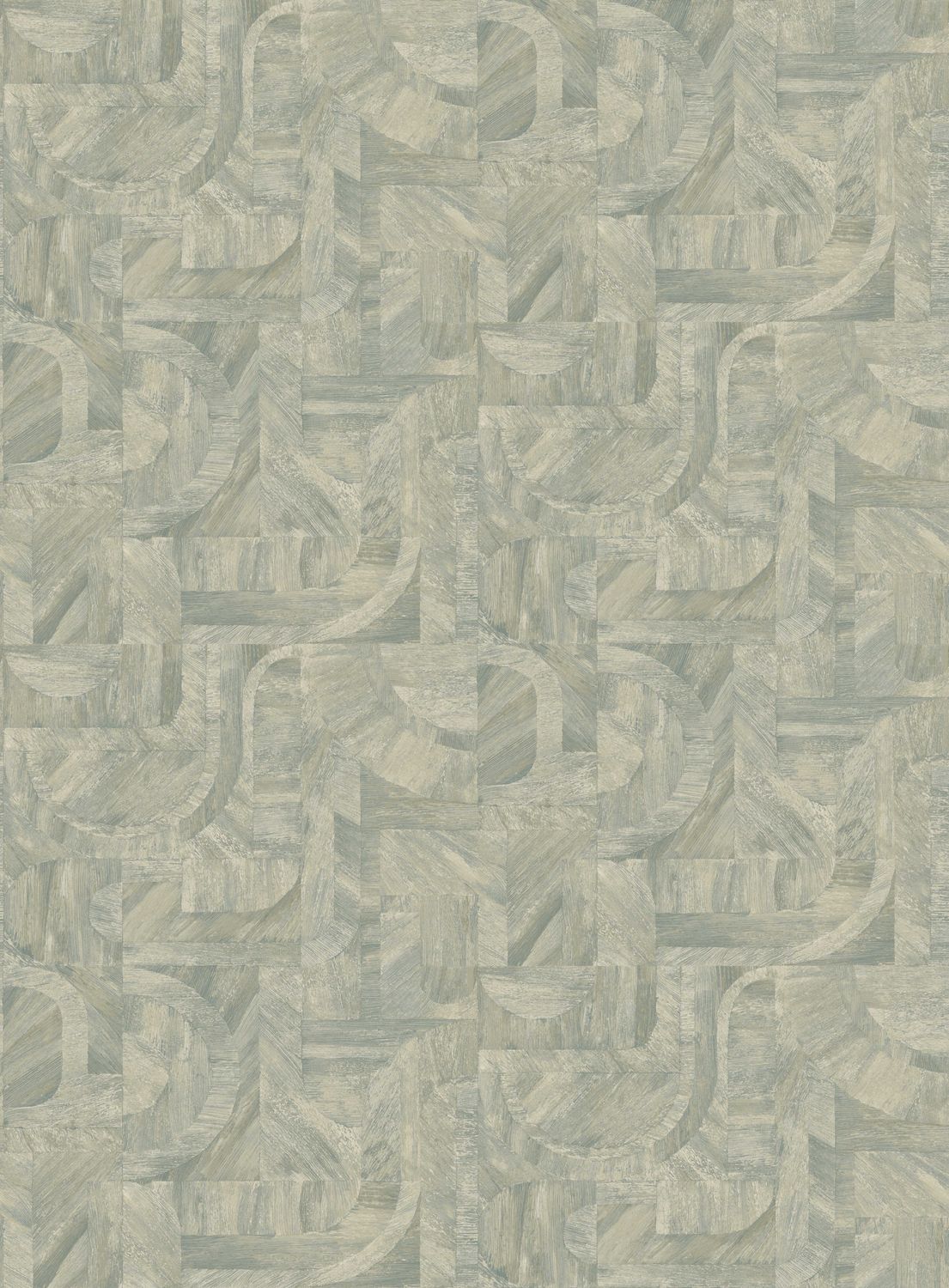 Geometrische Holzstruktur-Tapete mit Mosaikmuster INTARSIA - OPALINE eisblau