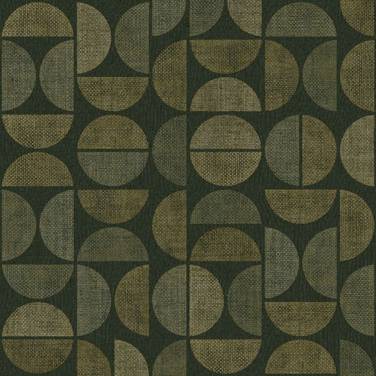 Strukturierte Tapete, die Raphia mit geometrischem Muster imitiert DUALIS - VERT FORÊT grün