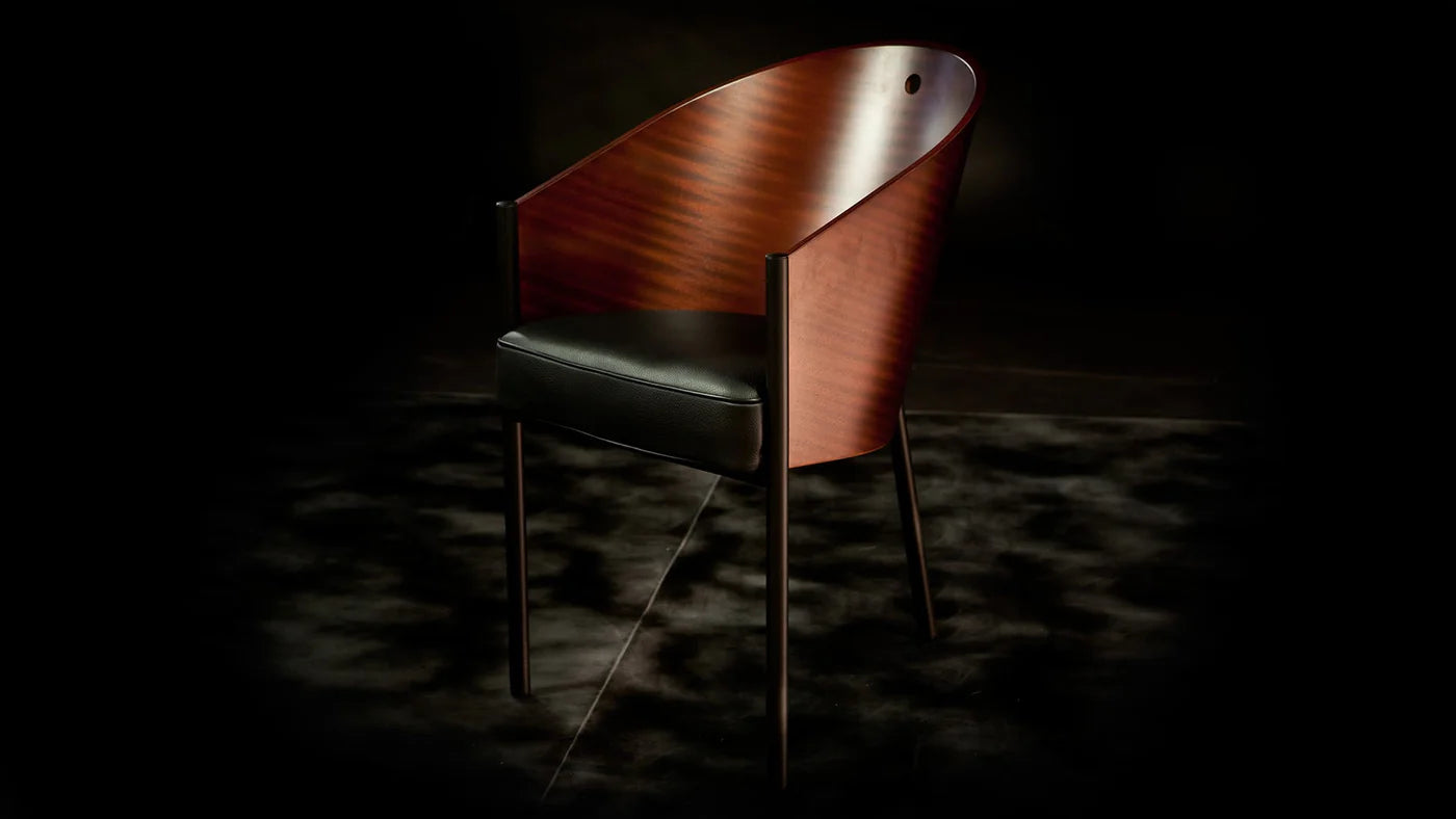 Kosten Stuhl schwarzer Eichenfurnier mit schwarzem Leder